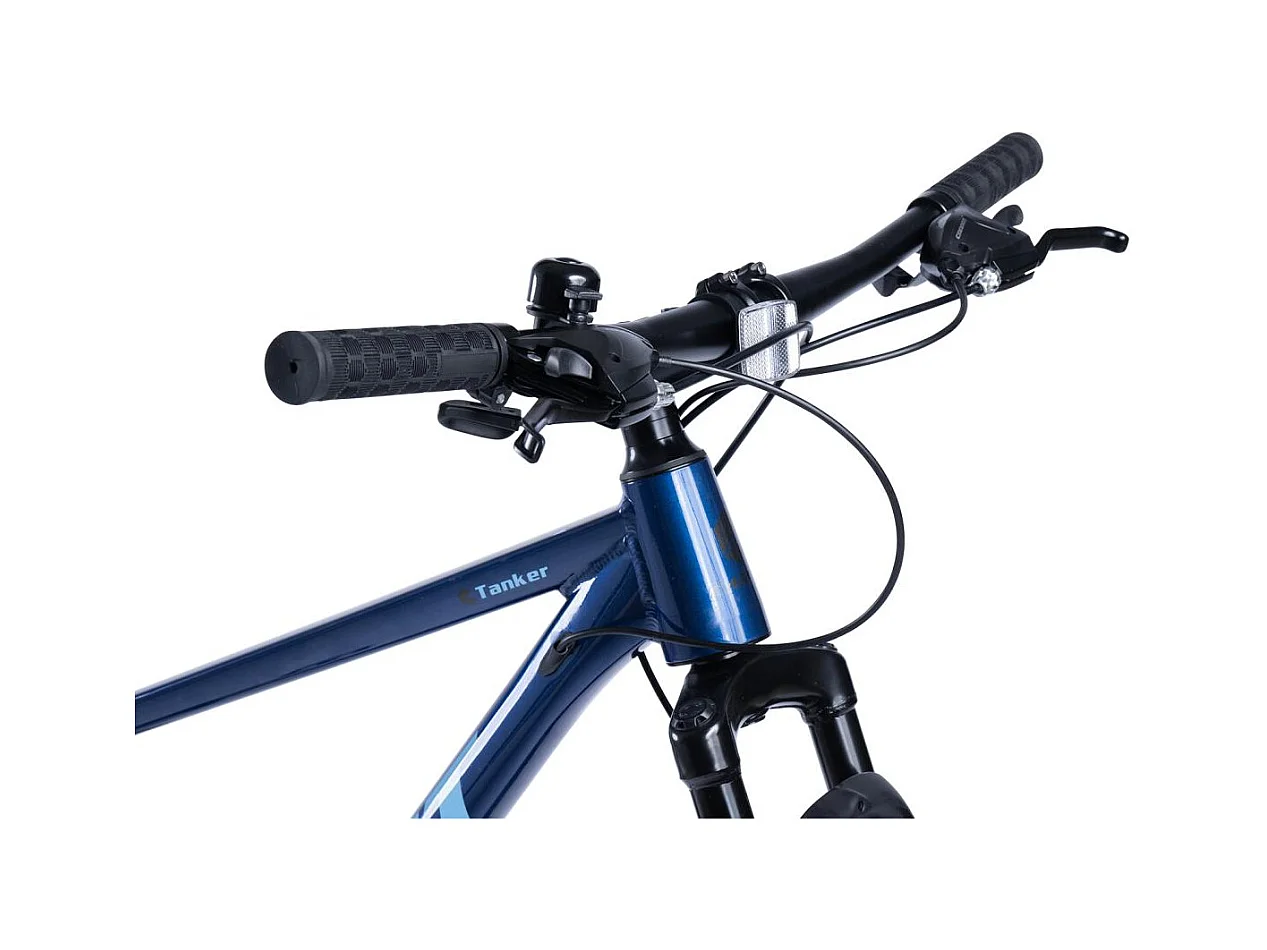 Mountain bike hardtail da 29 pollici con sospensioni da 100 mm, 21 velocità, telaio in alluminio, freni a disco meccanici, blu (145x74x19,5 cm)