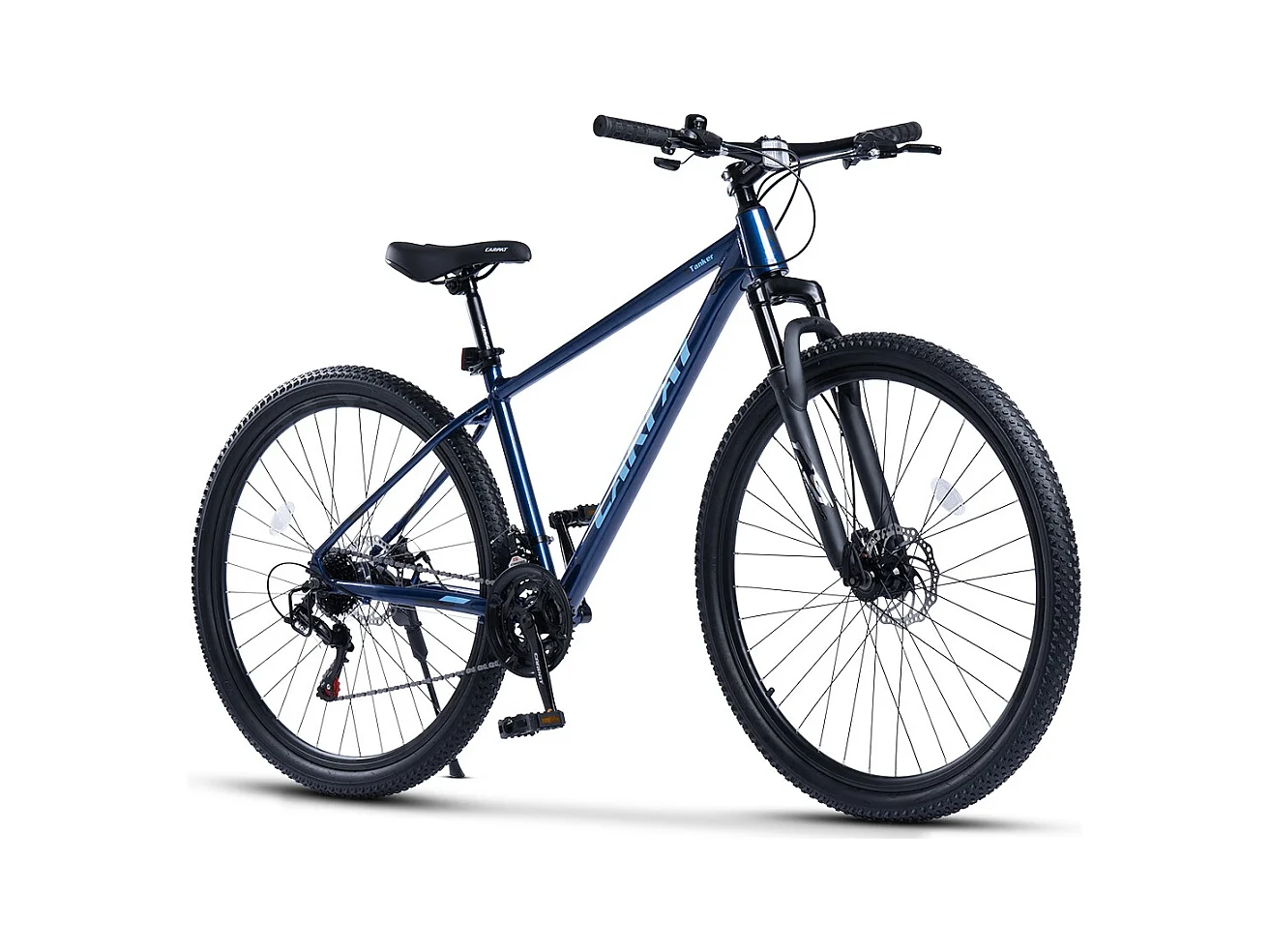 VTT Hardtail 29 pouces avec suspension 100mm, 21 vitesses, cadre aluminium 21 vitesses, cadre aluminium, freins à disque mécaniques, bleu (145x74x19.5cm)