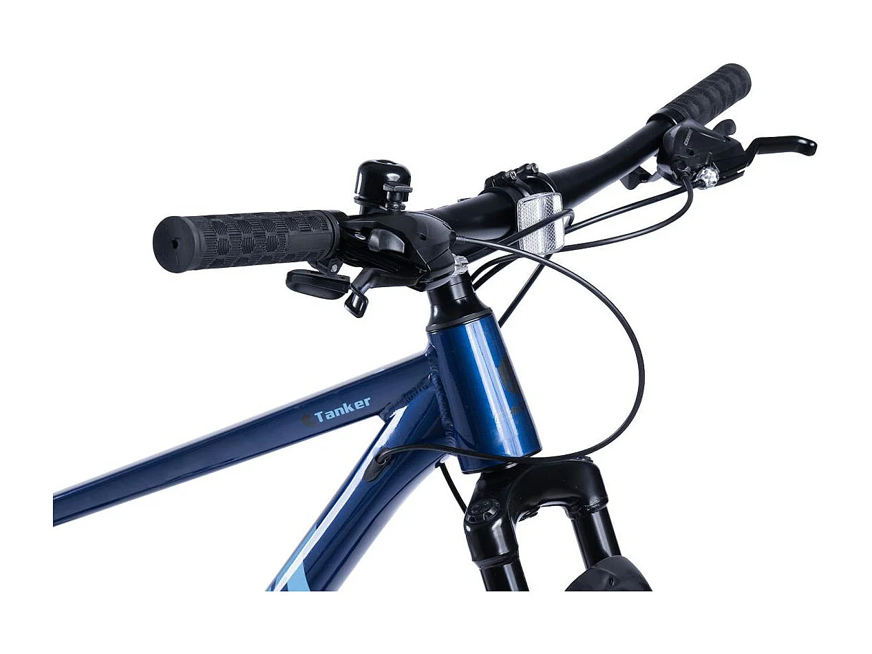 VTT Hardtail 29 pouces avec suspension 100mm, 21 vitesses, cadre aluminium 21 vitesses, cadre aluminium, freins à disque mécaniques, bleu (145x74x19.5cm)