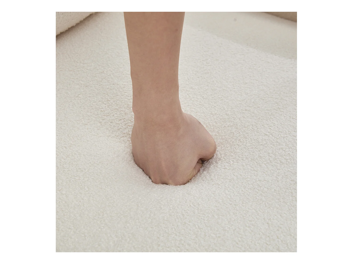 Canapé 2 places en tissu crêpe, structure élégante, rangement double tiroirs, ivoire (184x83x92 cm)