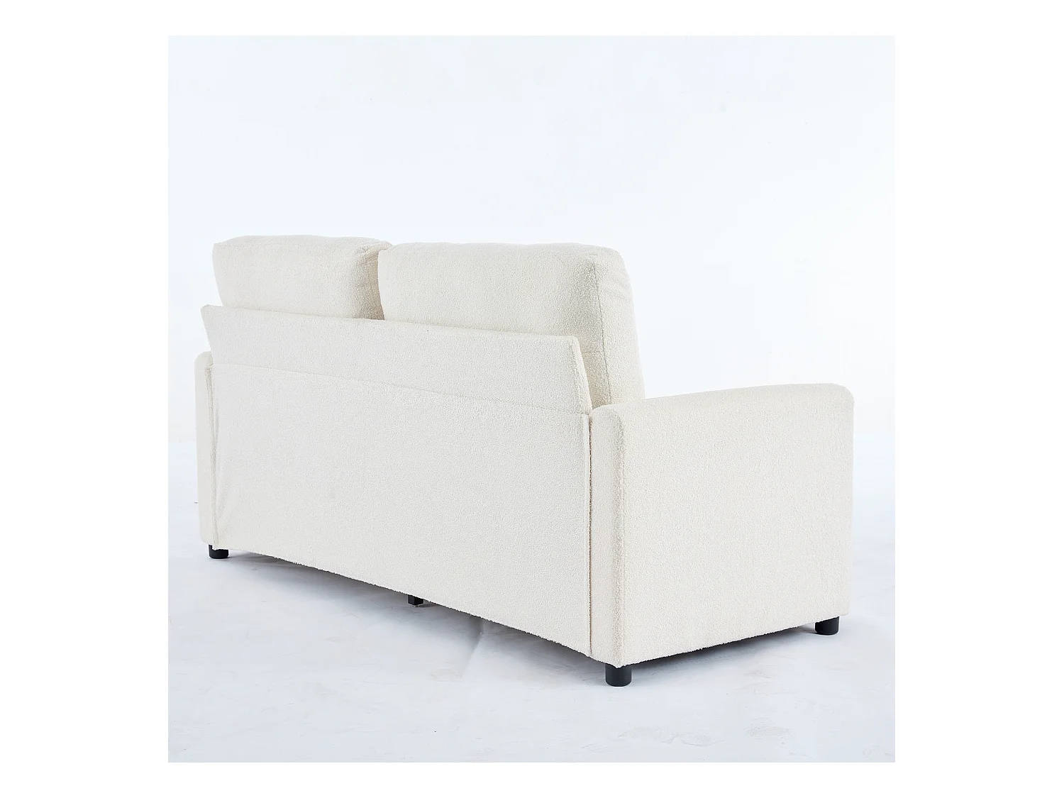 2-zitsbank in crêpestof, elegante structuur, dubbele ladekast, ivoor (184x83x92 cm)