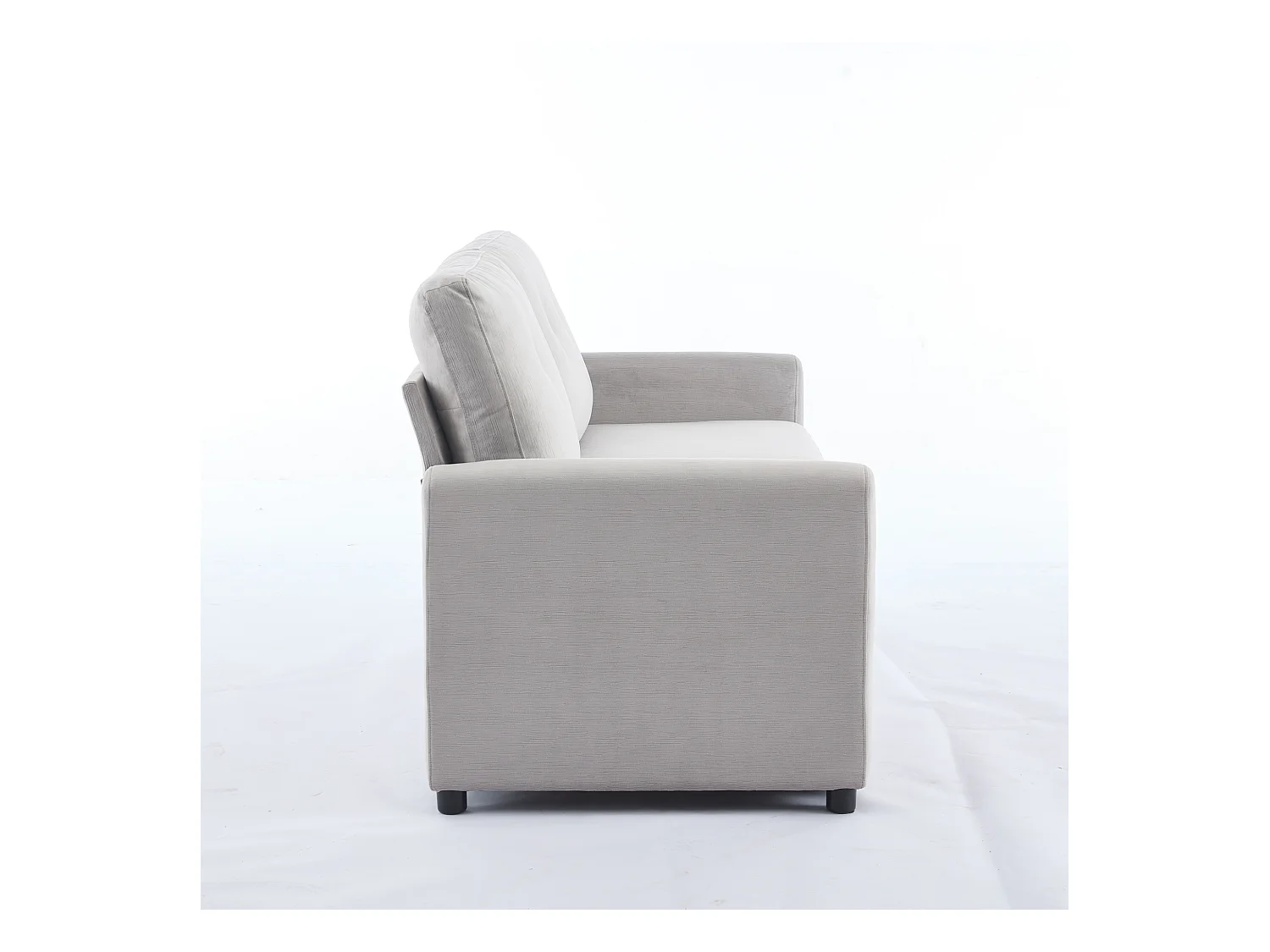 Lichtgrijze 2-zitsbank met geïntegreerde opbergruimte, duurzame stof, houten frame (184x83x92cm)