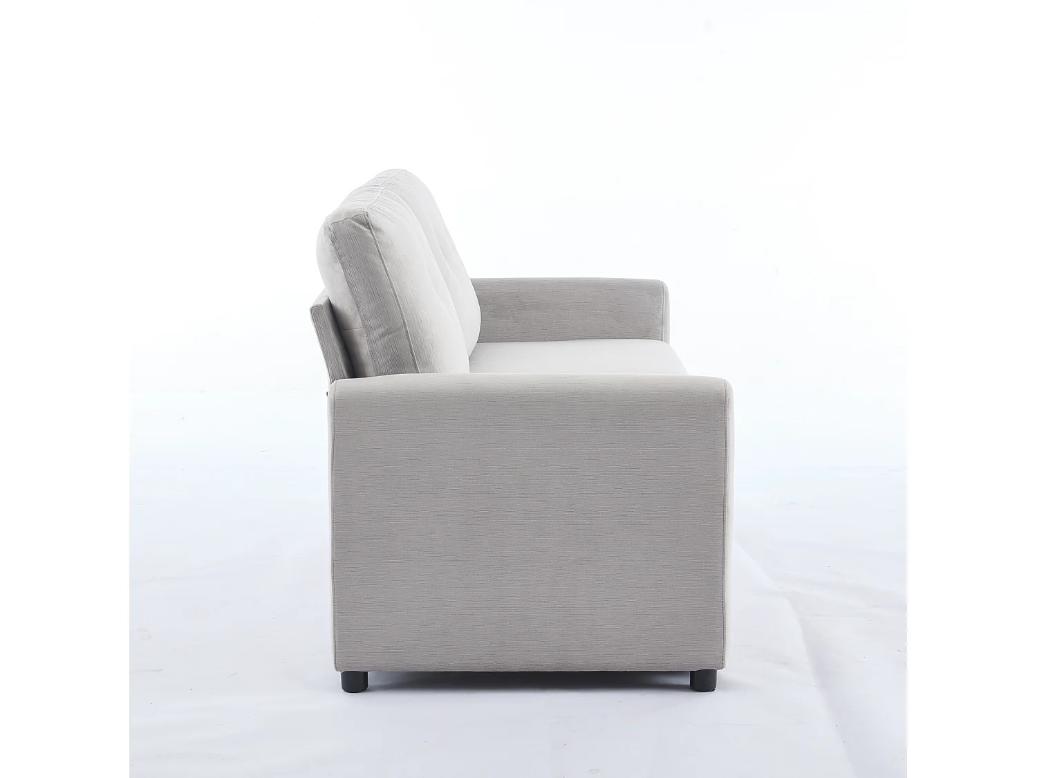 Canapé 2 places gris clair avec rangement intégré, tissu résistant, structure en bois (184x83x92cm)