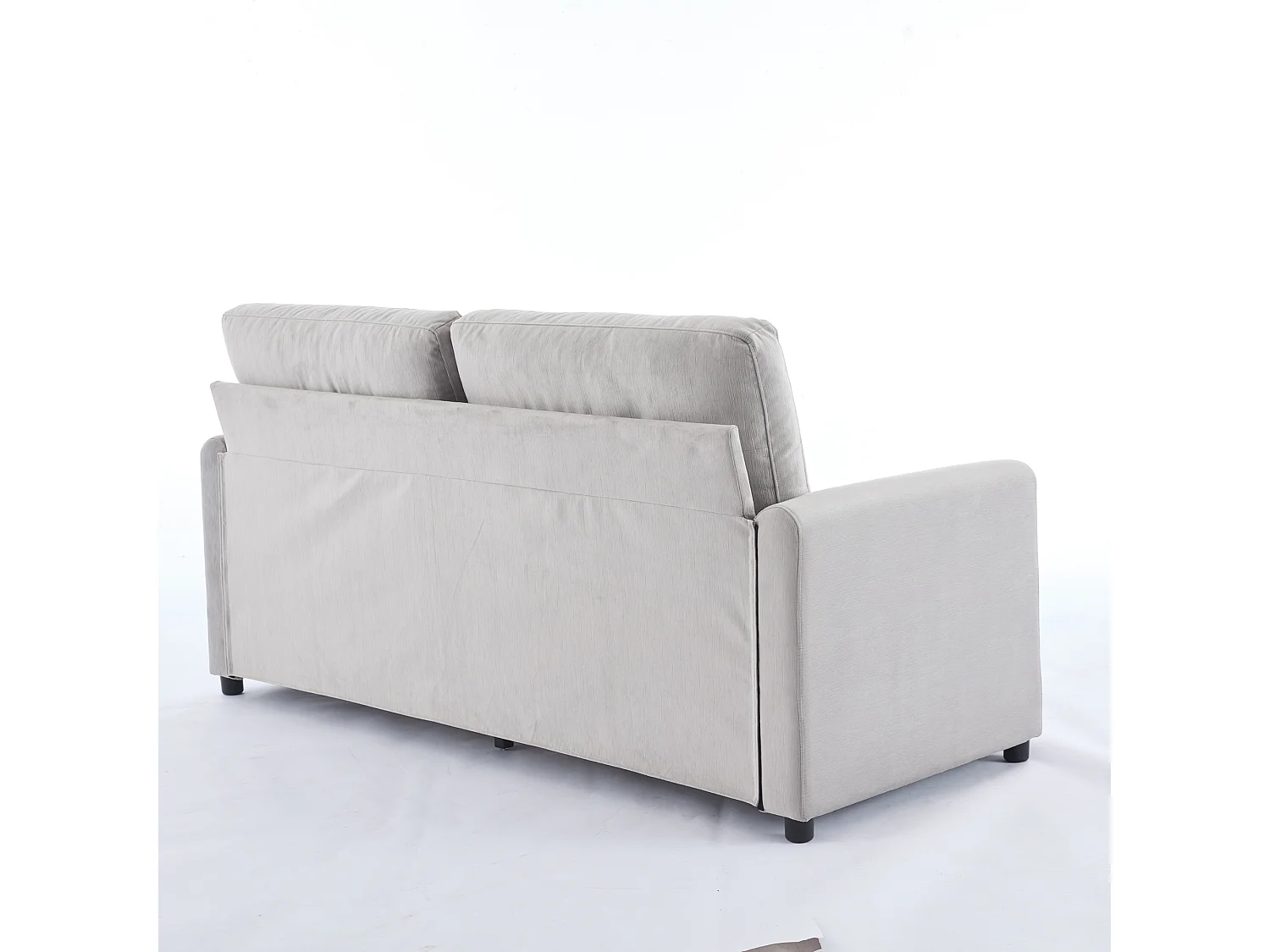 Canapé 2 places gris clair avec rangement intégré, tissu résistant, structure en bois (184x83x92cm)