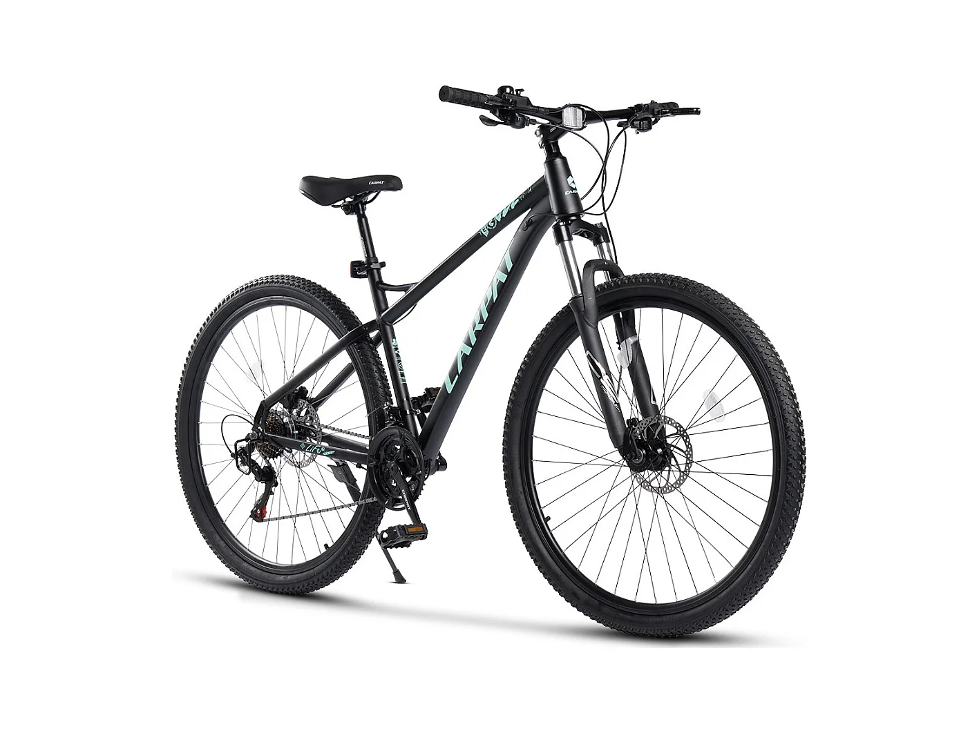 Mountain bike da 29 pollici con cambio a 21 velocità, freni a disco idraulici, telaio hardtail in alluminio, nero (146x76x20cm)