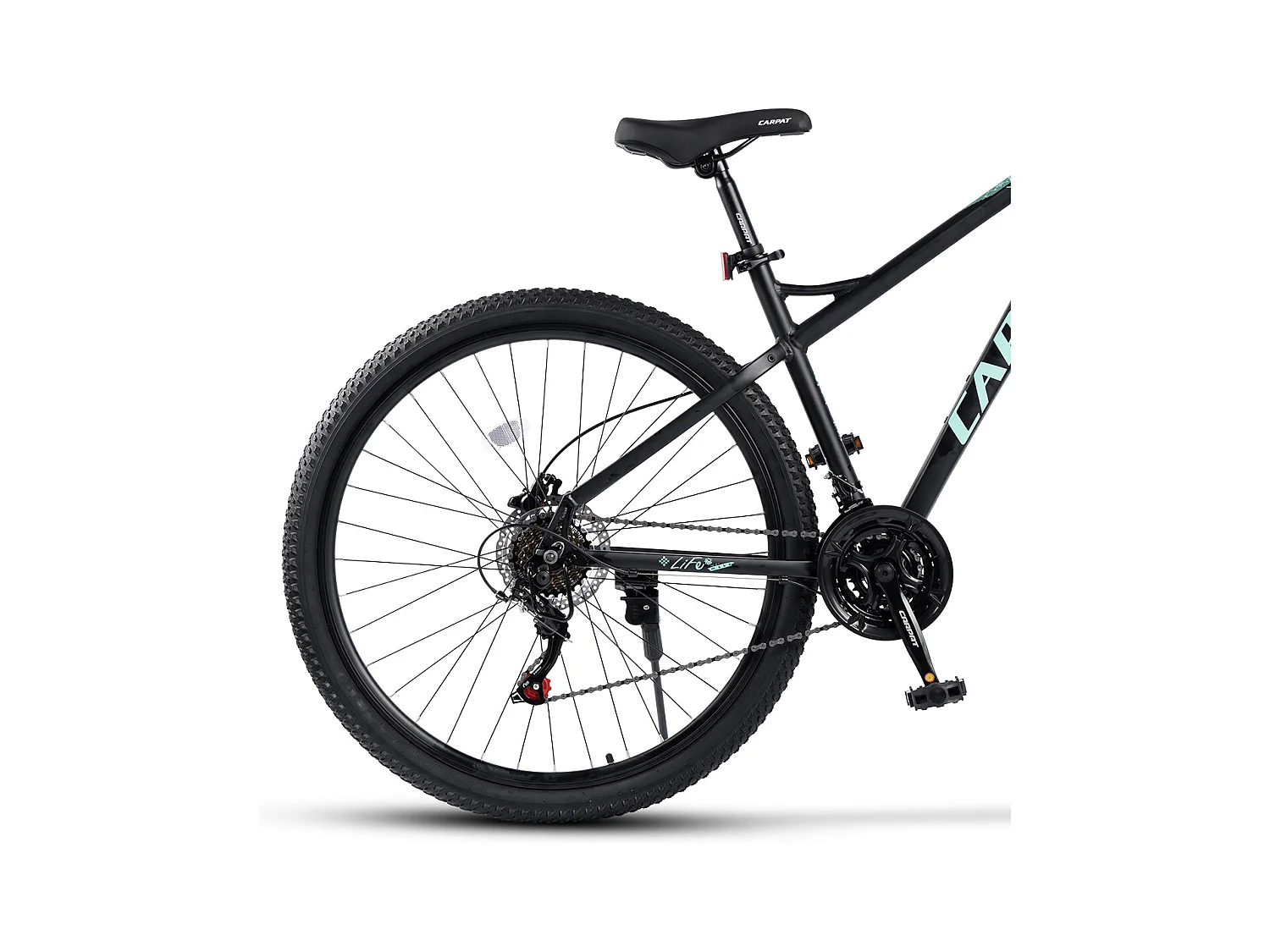 Mountain bike da 29 pollici con cambio a 21 velocità, freni a disco idraulici, telaio hardtail in alluminio, nero (146x76x20cm)