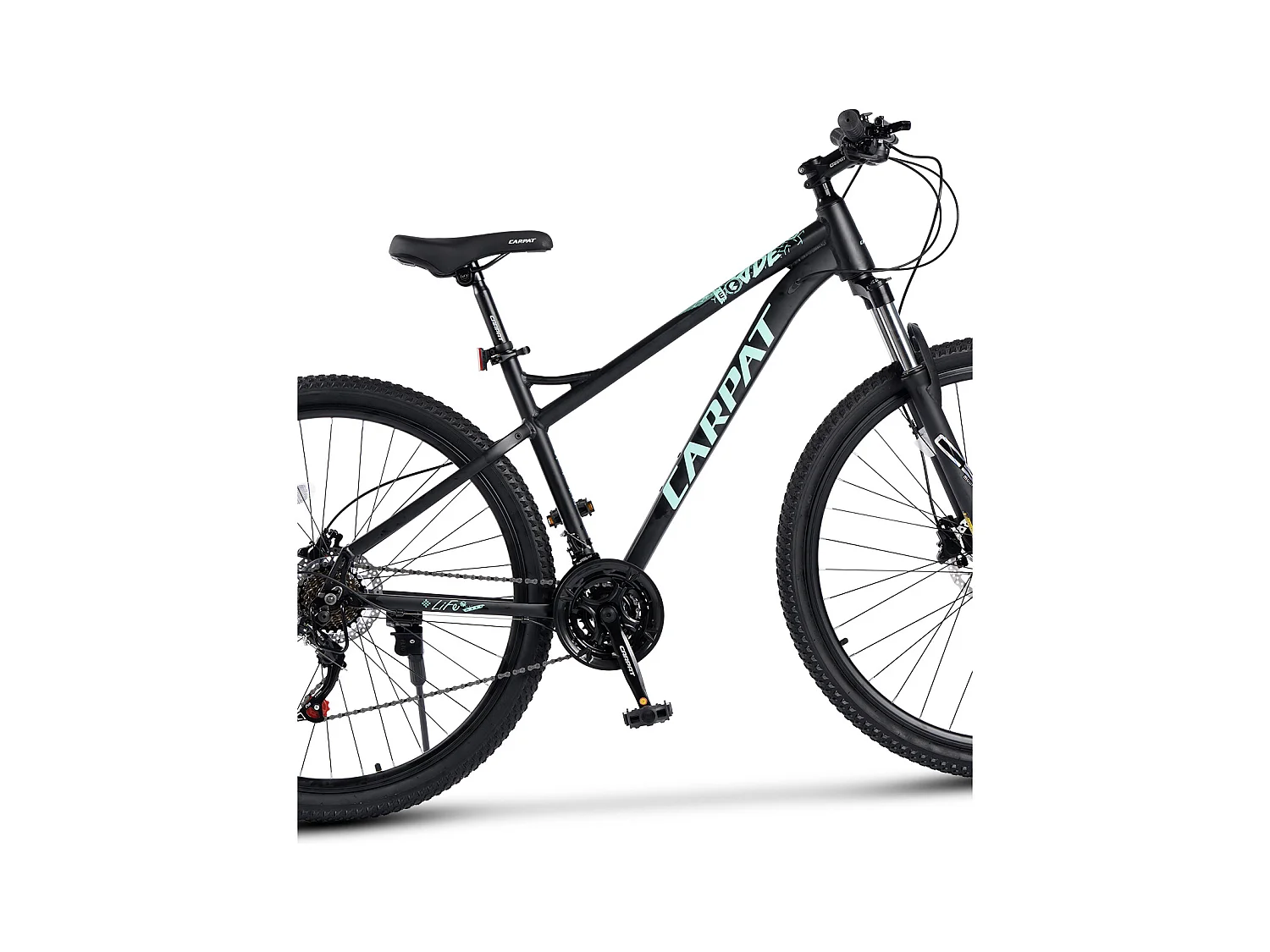 Mountain bike da 29 pollici con cambio a 21 velocità, freni a disco idraulici, telaio hardtail in alluminio, nero (146x76x20cm)