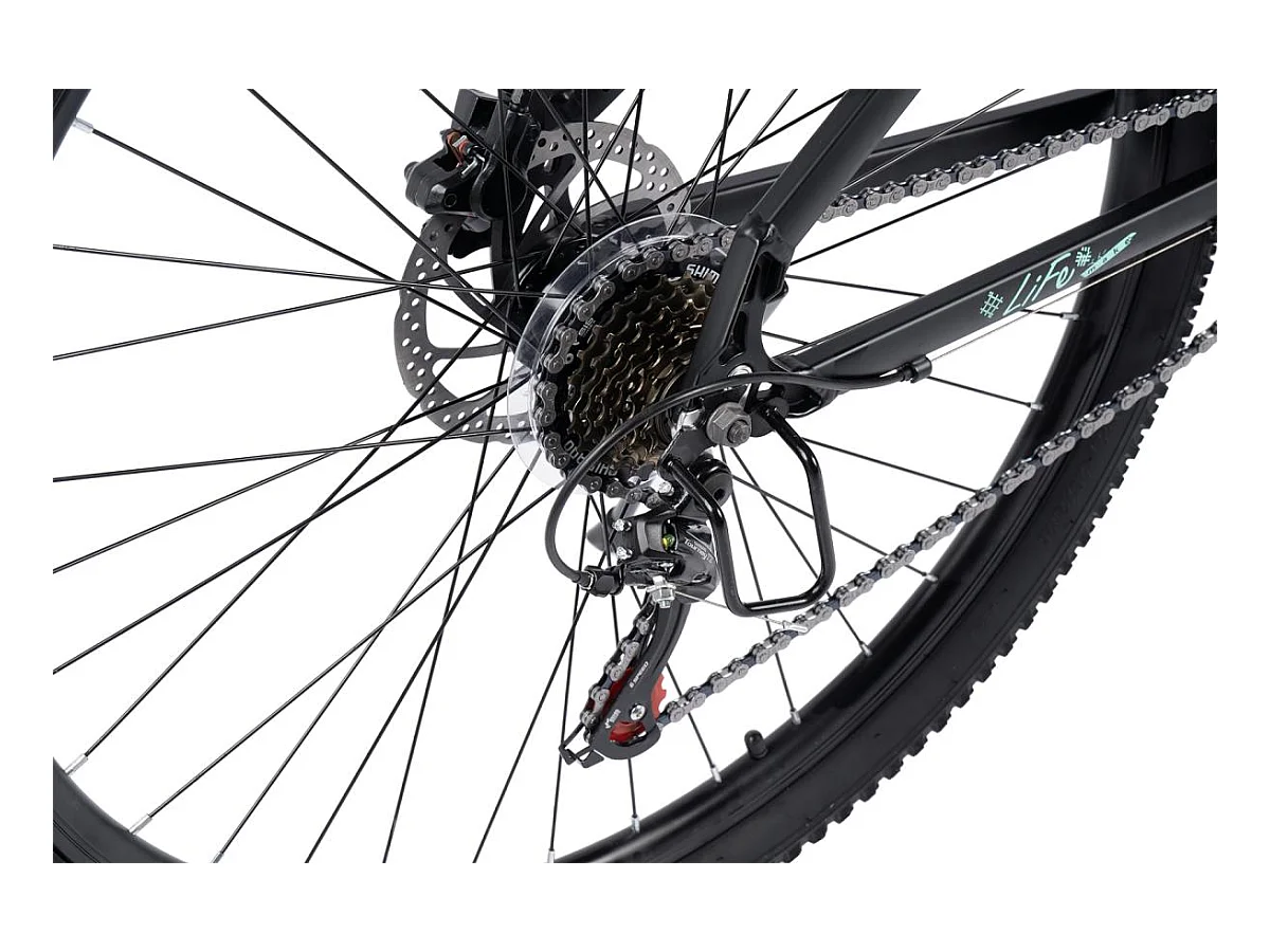 Mountain bike da 29 pollici con cambio a 21 velocità, freni a disco idraulici, telaio hardtail in alluminio, nero (146x76x20cm)