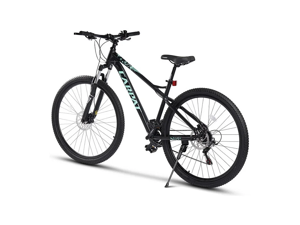 Mountain bike da 29 pollici con cambio a 21 velocità, freni a disco idraulici, telaio hardtail in alluminio, nero (146x76x20cm)