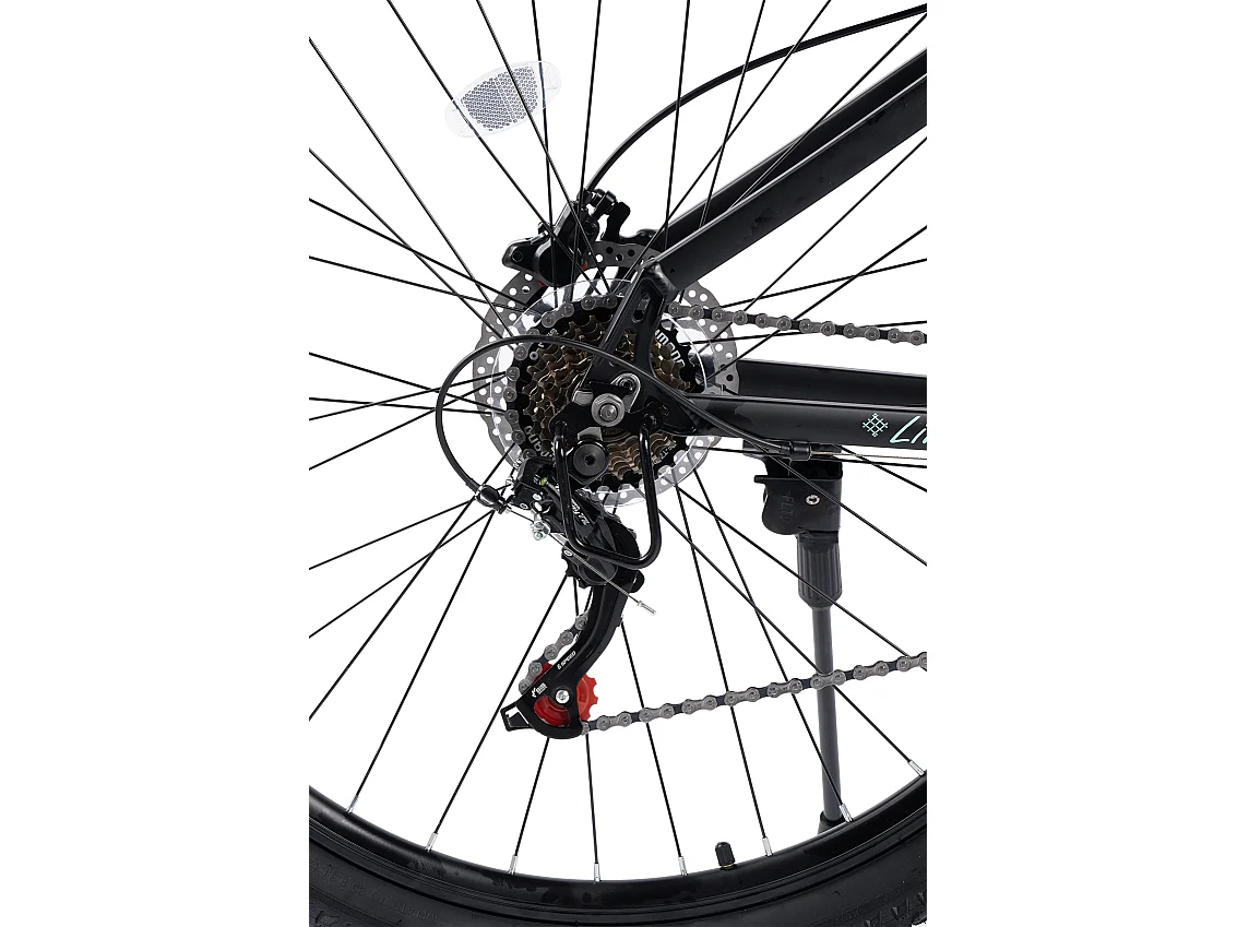 Bicicleta de montaña de 29 pulgadas con transmisión de 21 velocidades, frenos de disco hidráulicos, cuadro de aluminio rígido, color negro (146 x 76 x 20 cm)