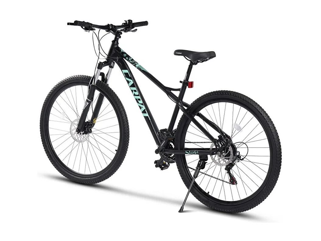 Bicicleta de montaña de 29 pulgadas con transmisión de 21 velocidades, frenos de disco hidráulicos, cuadro de aluminio rígido, color negro (146 x 76 x 20 cm)