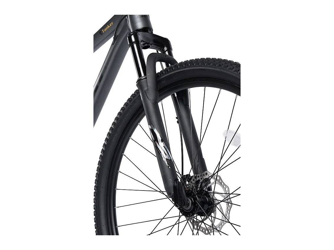 Mountain bike hardtail da 29 pollici con sospensioni da 100 mm, telaio in lega di alluminio, trasmissione a 21 velocità, freni a disco, grigio (145x74x19,5 cm)