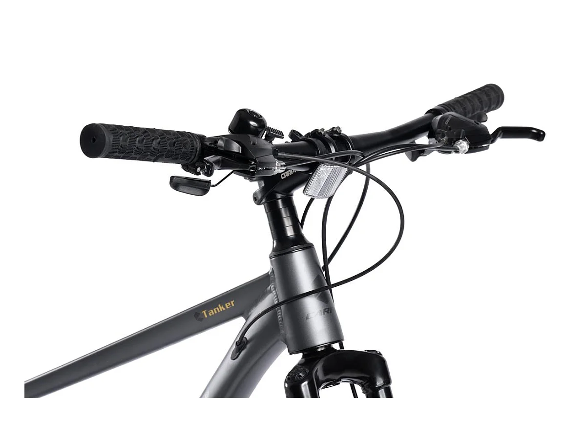 Mountain bike hardtail da 29 pollici con sospensioni da 100 mm, telaio in lega di alluminio, trasmissione a 21 velocità, freni a disco, grigio (145x74x19,5 cm)