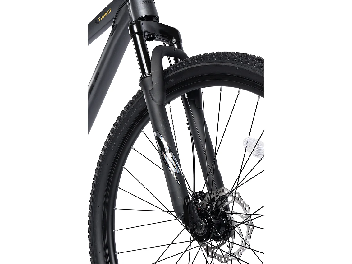 Vélo tout-terrain 29 pouces Hardtail avec suspension 100mm, cadre en alliage d'aluminium, transmission 21 vitesses, freins à disque, gris (145x74x19.5cm)