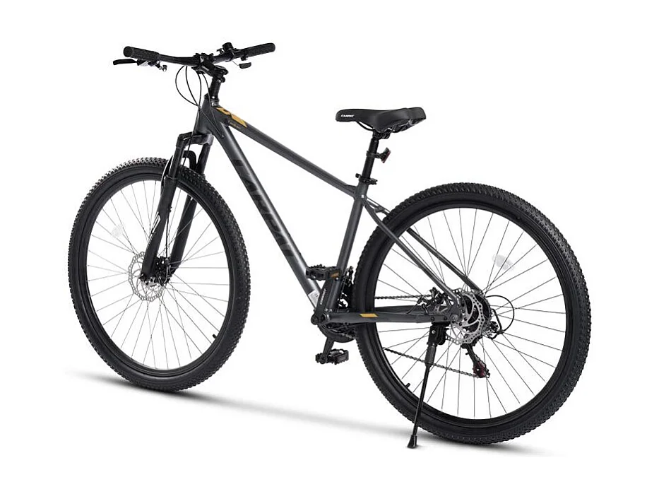 Vélo tout-terrain 29 pouces Hardtail avec suspension 100mm, cadre en alliage d'aluminium, transmission 21 vitesses, freins à disque, gris (145x74x19.5cm)