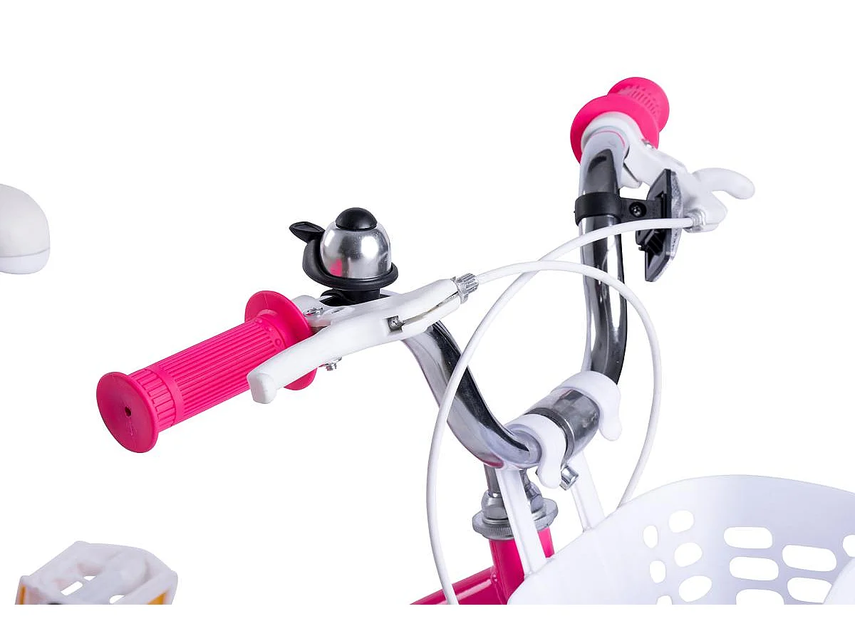 Vélo pour enfants 16 pouces avec roues stabilisatrices, cadre en acier, freins double sécurité, rose (96x45x18 cm)