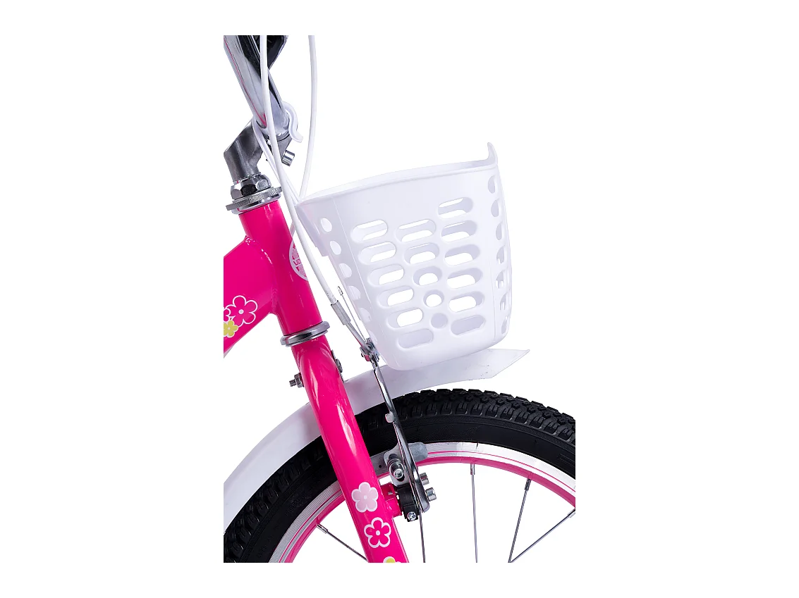 Vélo pour enfants 16 pouces avec roues stabilisatrices, cadre en acier, freins double sécurité, rose (96x45x18 cm)