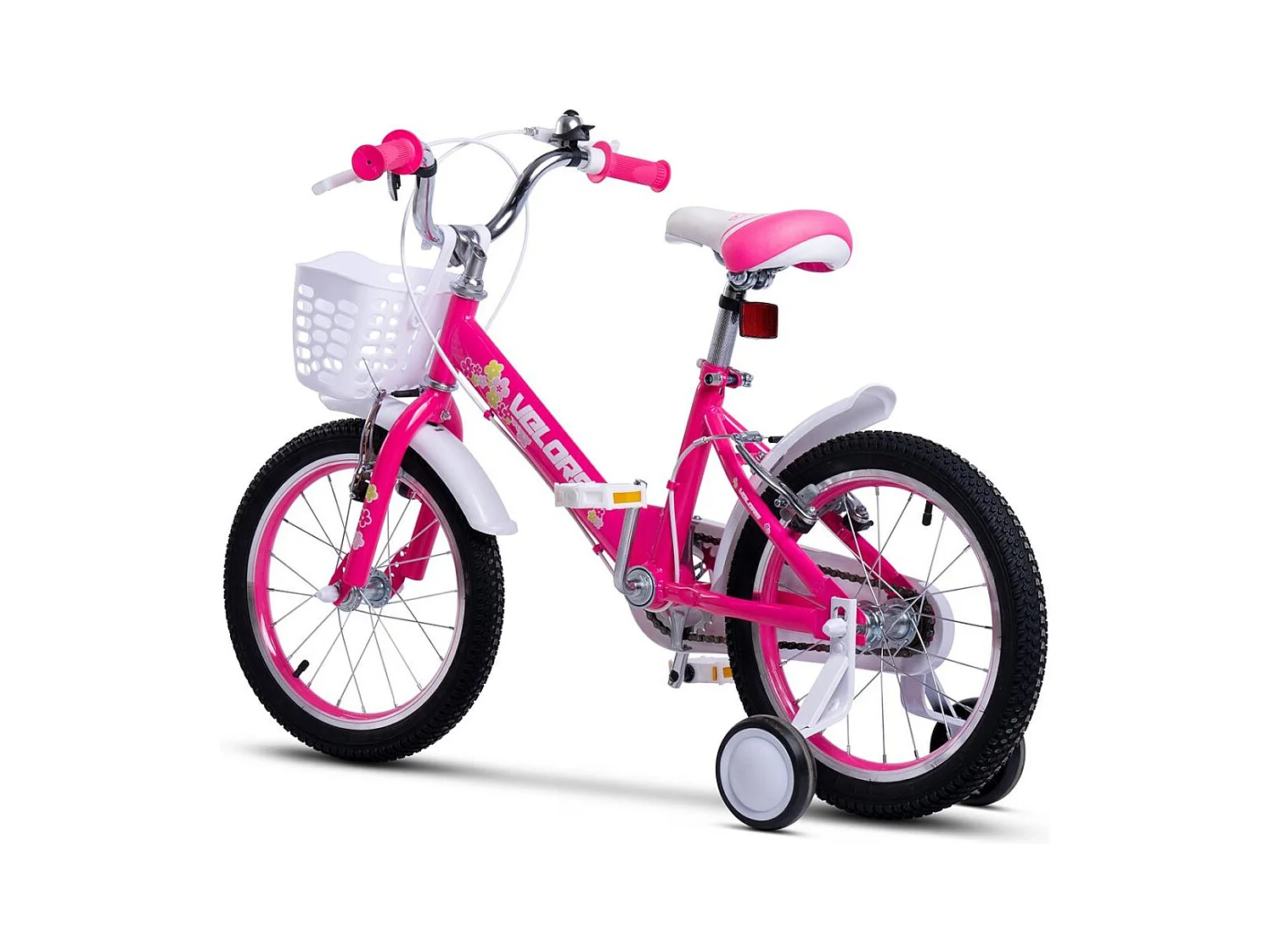 Bicicletta per bambini da 16 pollici con rotelle, telaio in acciaio, doppi freni di sicurezza, rosa (96x45x18 cm)