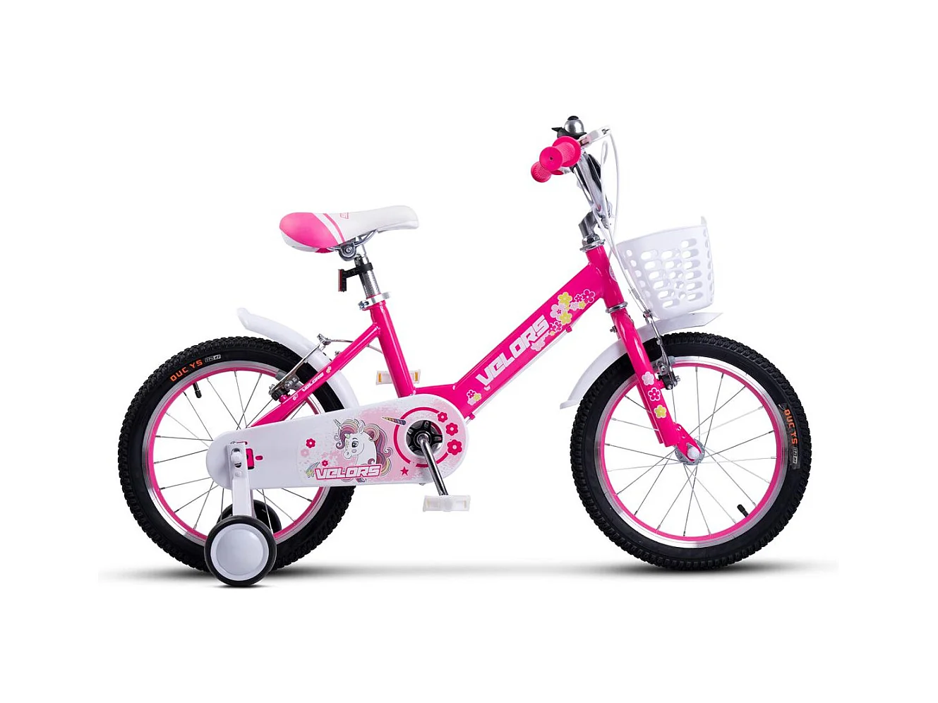 Bicicletta per bambini da 16 pollici con rotelle, telaio in acciaio, doppi freni di sicurezza, rosa (96x45x18 cm)