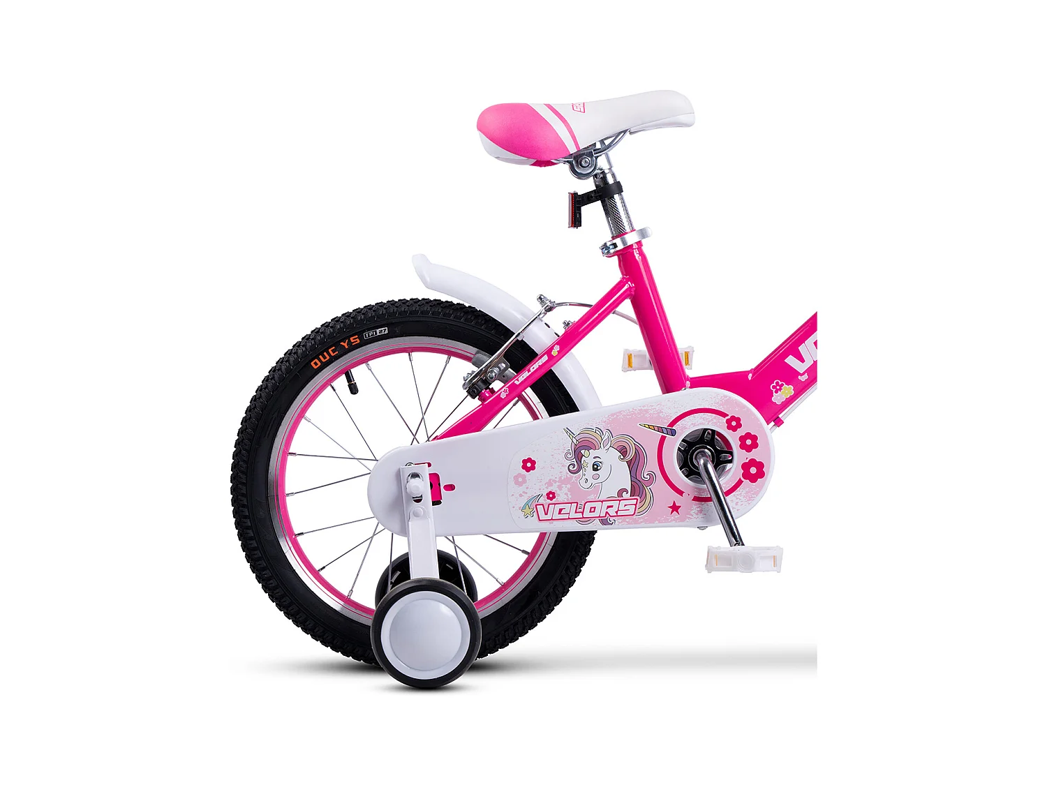Bicicletta per bambini da 16 pollici con rotelle, telaio in acciaio, doppi freni di sicurezza, rosa (96x45x18 cm)