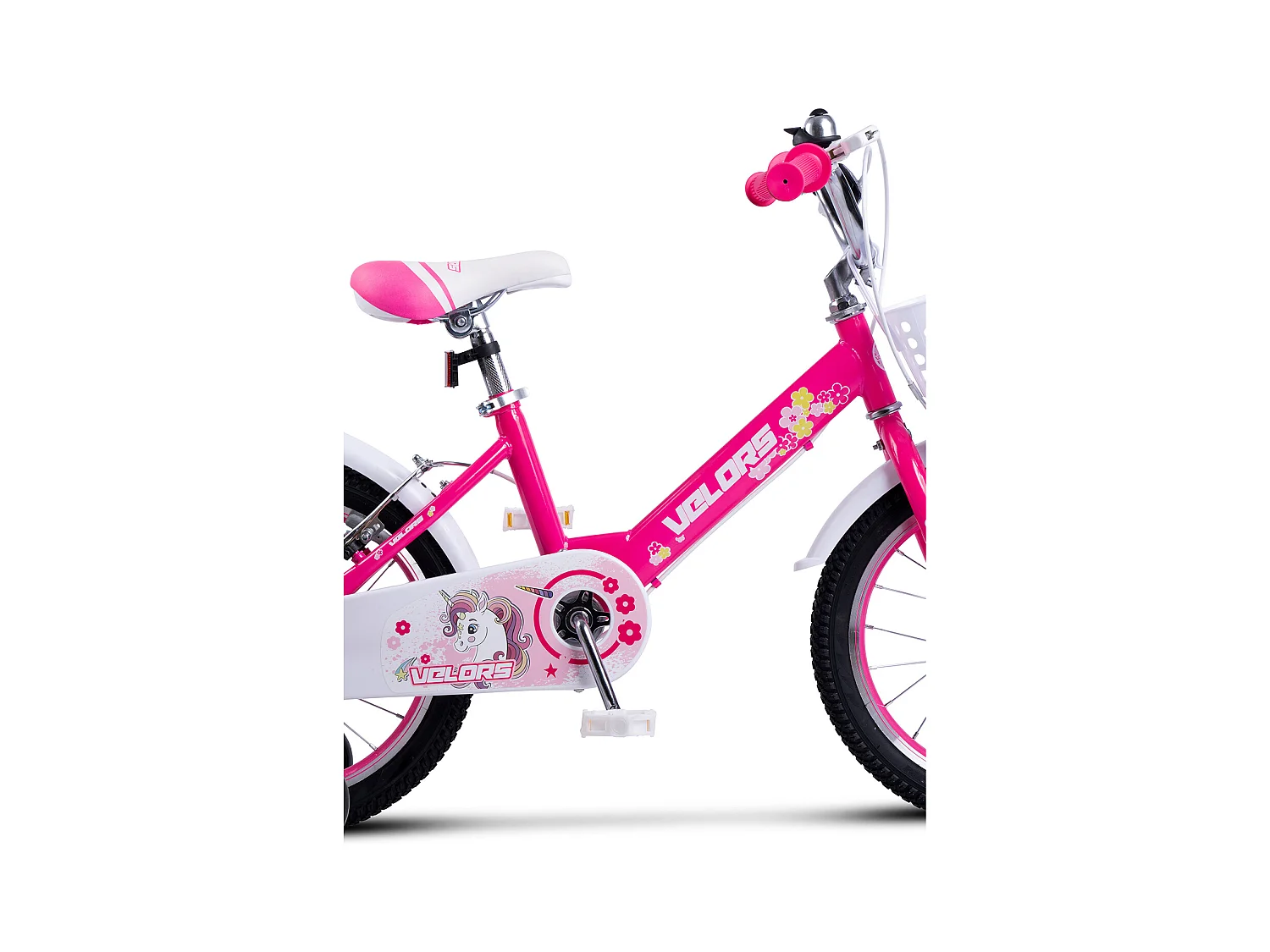 Bicicletta per bambini da 16 pollici con rotelle, telaio in acciaio, doppi freni di sicurezza, rosa (96x45x18 cm)