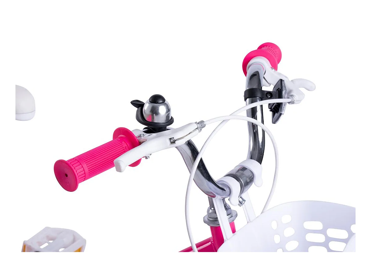 Bicicletta per bambini da 16 pollici con rotelle, telaio in acciaio, doppi freni di sicurezza, rosa (96x45x18 cm)