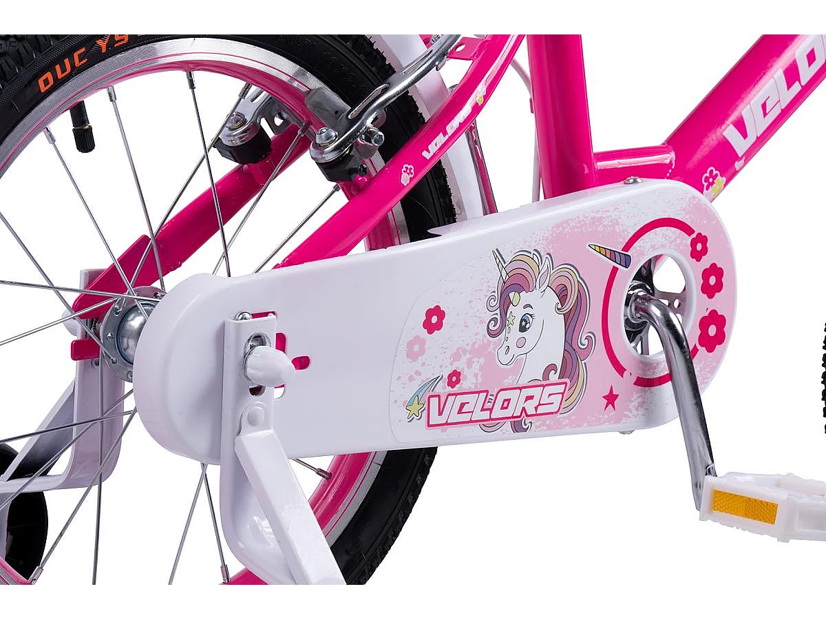 Bicicleta infantil de 16 pulgadas con ruedas de entrenamiento, cuadro de acero, frenos de doble seguridad, rosa (96x45x18 cm)