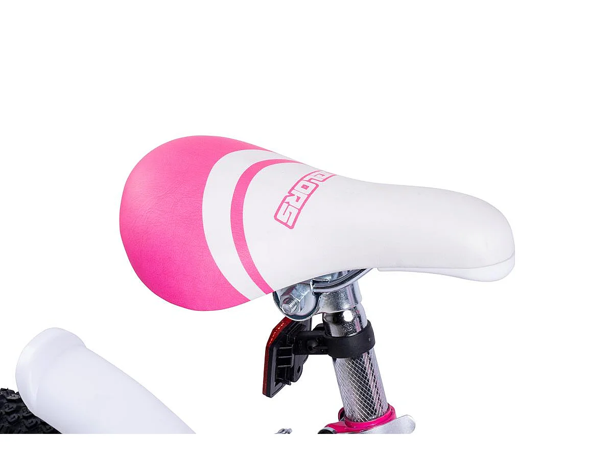 Bicicleta infantil de 16 pulgadas con ruedas de entrenamiento, cuadro de acero, frenos de doble seguridad, rosa (96x45x18 cm)