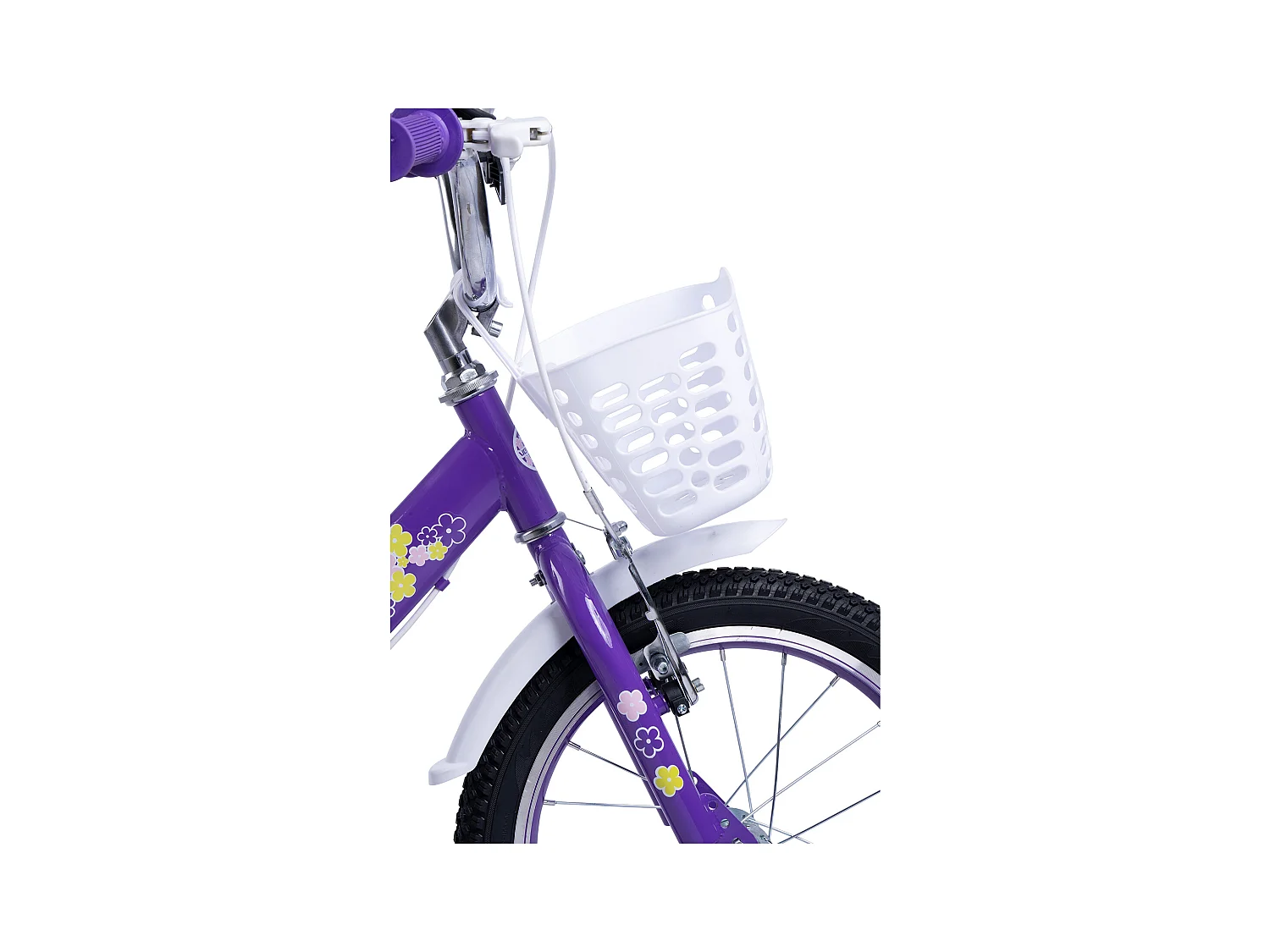 Vélo enfant 16 pouces avec roues stabilisatrices, cadre acier, freins double sécurité, pneus ville, violet (96x45x18cm)