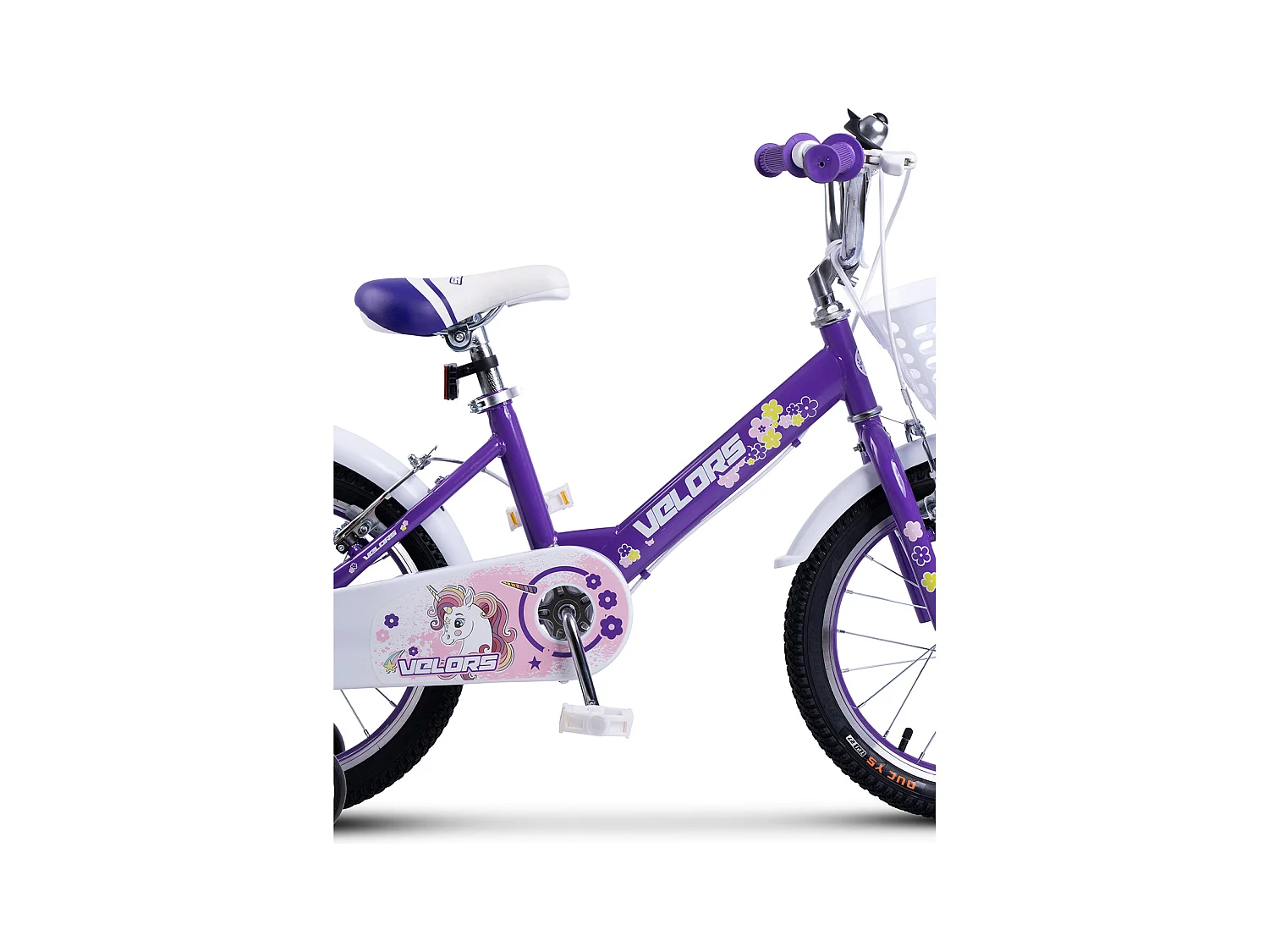 Bicicletta per bambini da 16 pollici con ruote stabilizzatrici, telaio in acciaio, doppi freni di sicurezza, pneumatici da città, viola (96x45x18cm)