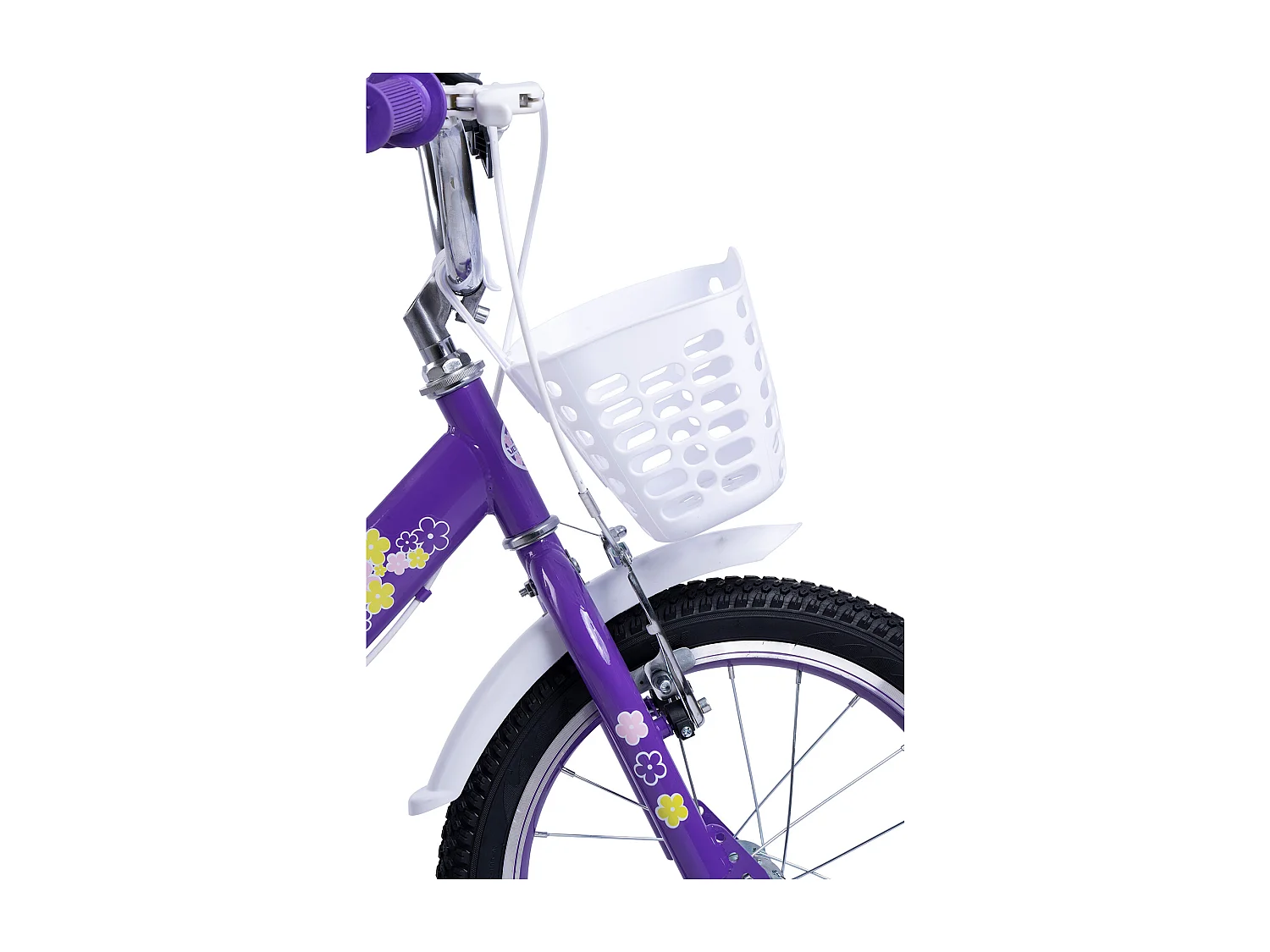 Vélo enfant 16 pouces avec roues stabilisatrices, cadre acier, freins double sécurité, pneus ville, violet (96x45x18cm)