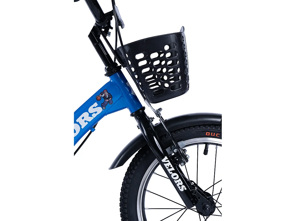 Bicicleta infantil de 16 pulgadas con ruedas de entrenamiento, cuadro de acero, azul (96x45x18 cm)