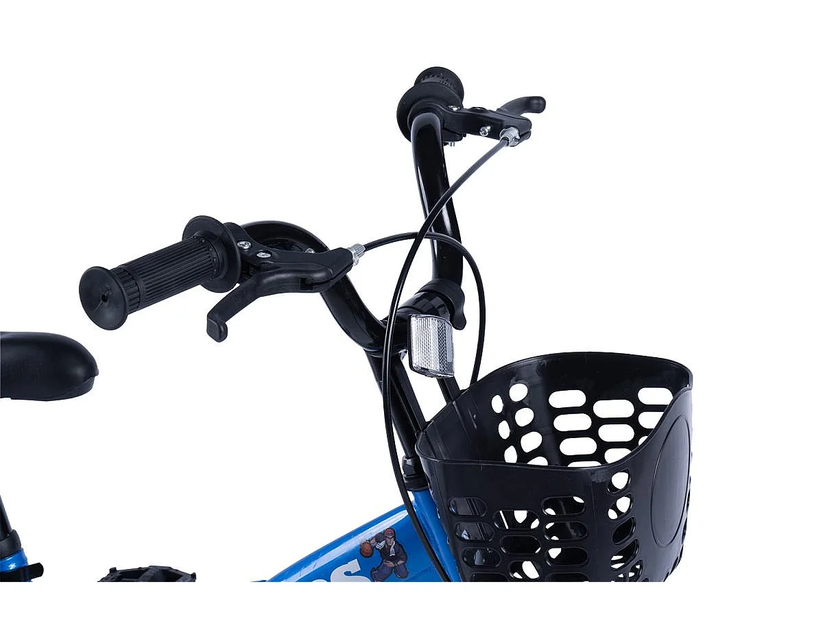 Bicicleta infantil de 16 pulgadas con ruedas de entrenamiento, cuadro de acero, azul (96x45x18 cm)