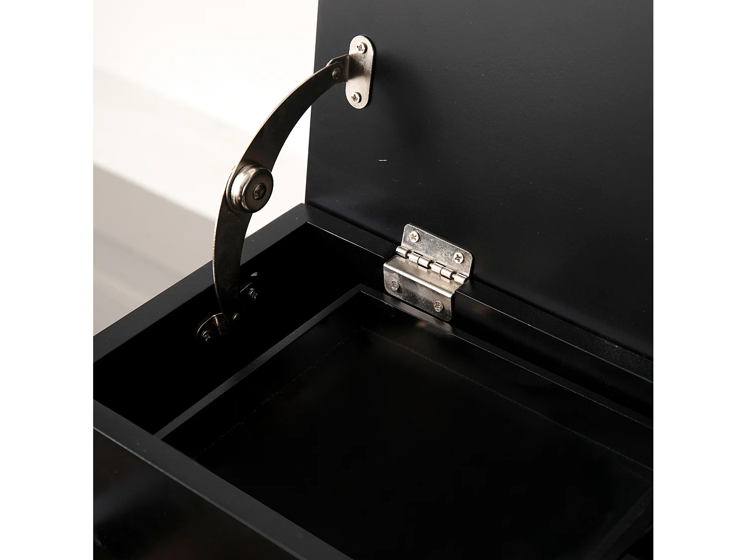 Porte-vêtements portable noir avec organisateur de rangement, MDF, tige en bois massif (44x36.5x110cm)