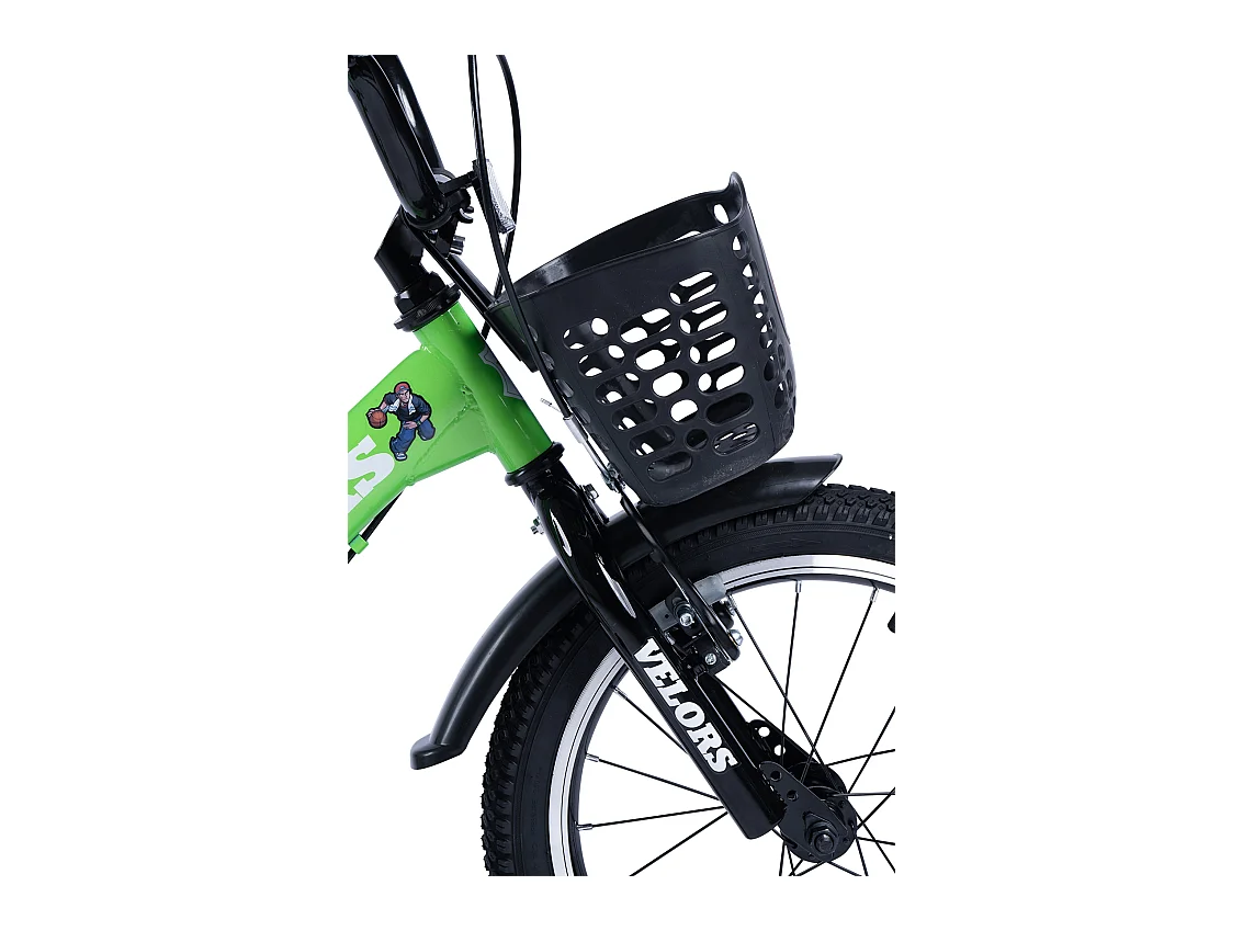 Vélo enfant 16 pouces avec roues stabilisatrices, cadre acier, frein double et pneus ville, vert (96x45x18 cm)