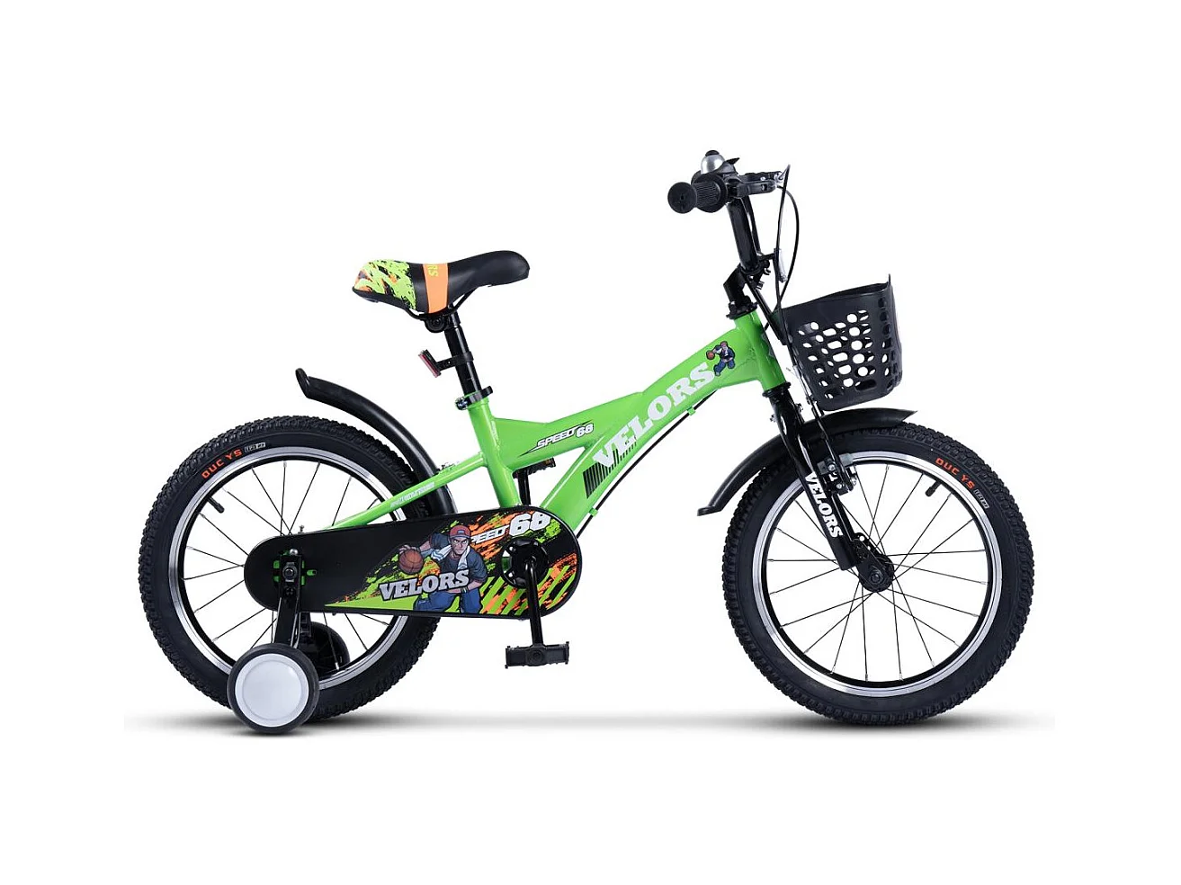 Bicicletta per bambini da 16 pollici con rotelle, telaio in acciaio, doppio freno e pneumatici da città, verde (96x45x18 cm)