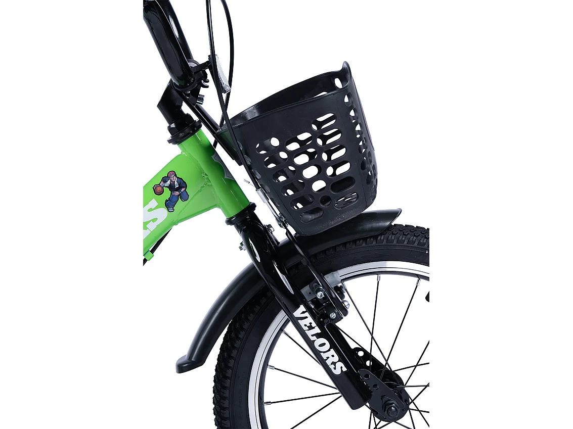 Bicicletta per bambini da 16 pollici con rotelle, telaio in acciaio, doppio freno e pneumatici da città, verde (96x45x18 cm)