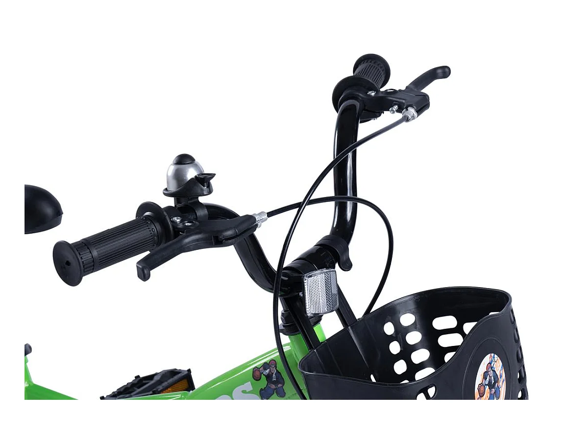 Bicicletta per bambini da 16 pollici con rotelle, telaio in acciaio, doppio freno e pneumatici da città, verde (96x45x18 cm)