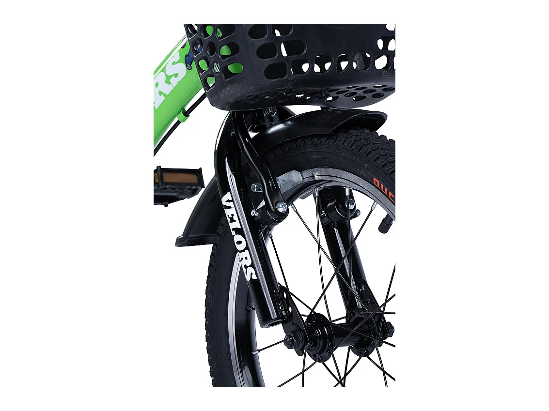 Bicicletta per bambini da 16 pollici con rotelle, telaio in acciaio, doppio freno e pneumatici da città, verde (96x45x18 cm)