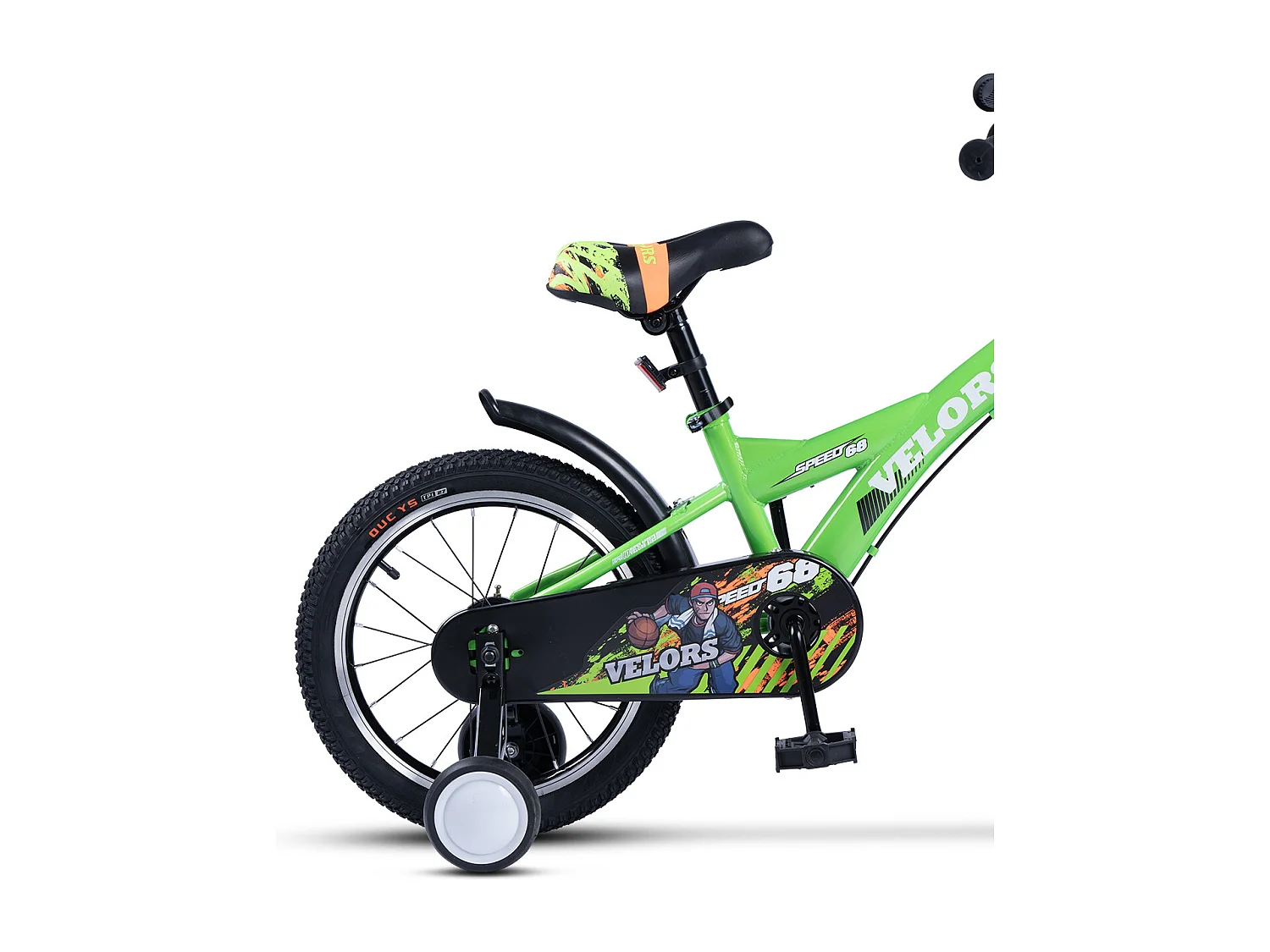 Bicicleta infantil de 16 pulgadas con ruedas de entrenamiento, cuadro de acero, doble freno y neumáticos de ciudad, verde (96x45x18 cm)