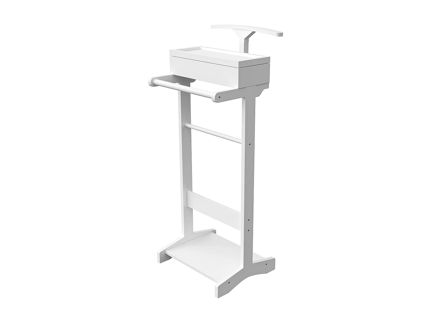 Porte-vêtements portable avec rangement, design multifonctionnel, MDF et bois massif, blanc (44x36.5x110 cm)