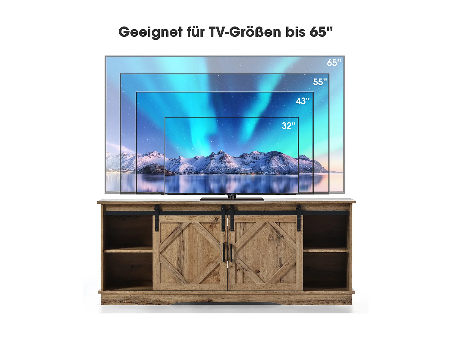 Meuble TV vintage à portes coulissantes, design moderne, panneau de particules, marron (150x40x60cm)