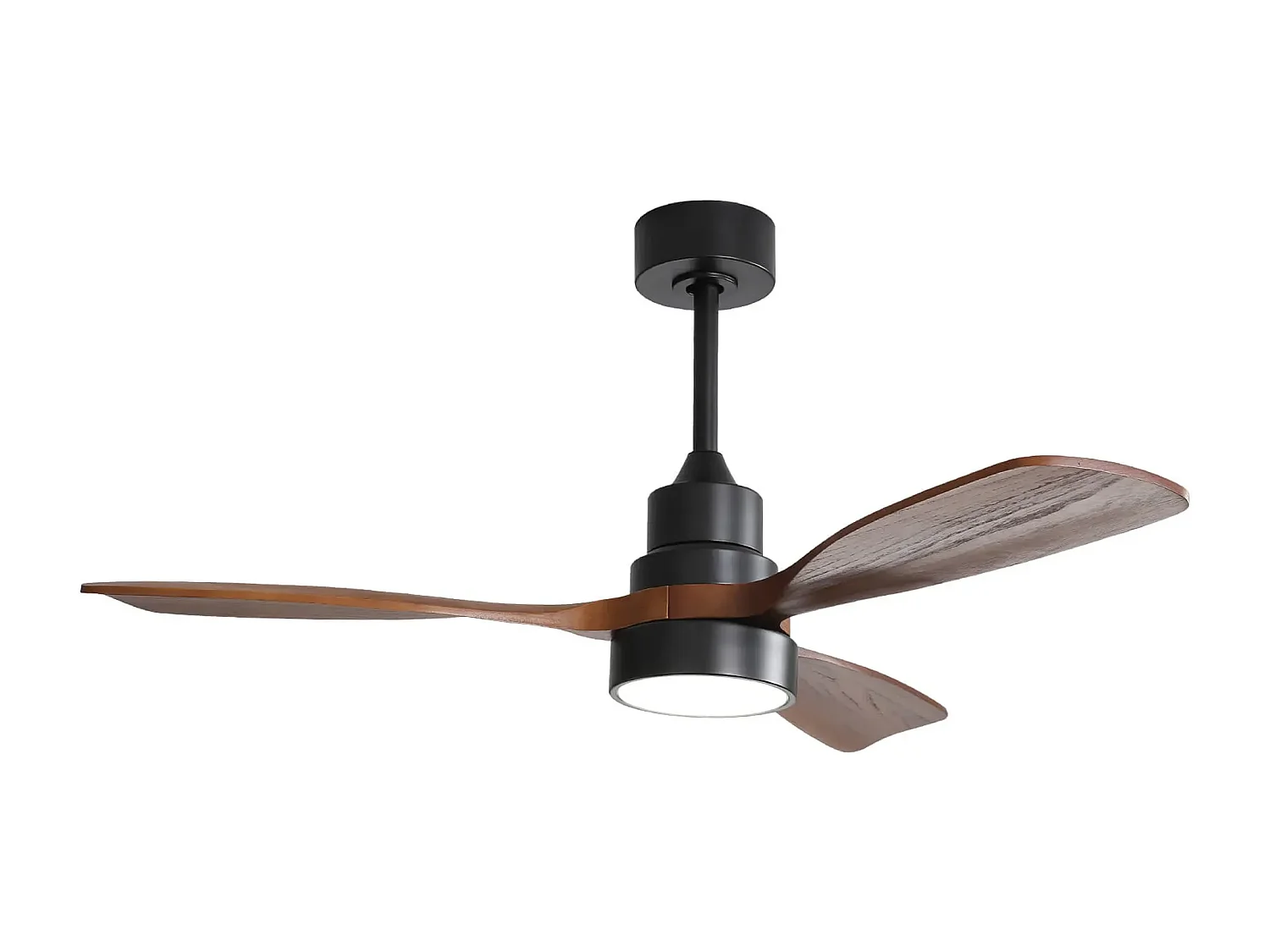 Ventilador de techo de 48 pulgadas con 3 aspas de madera maciza, control remoto, motor CC reversible y ahorro de energía, negro (122 x 122 x 39 cm)
