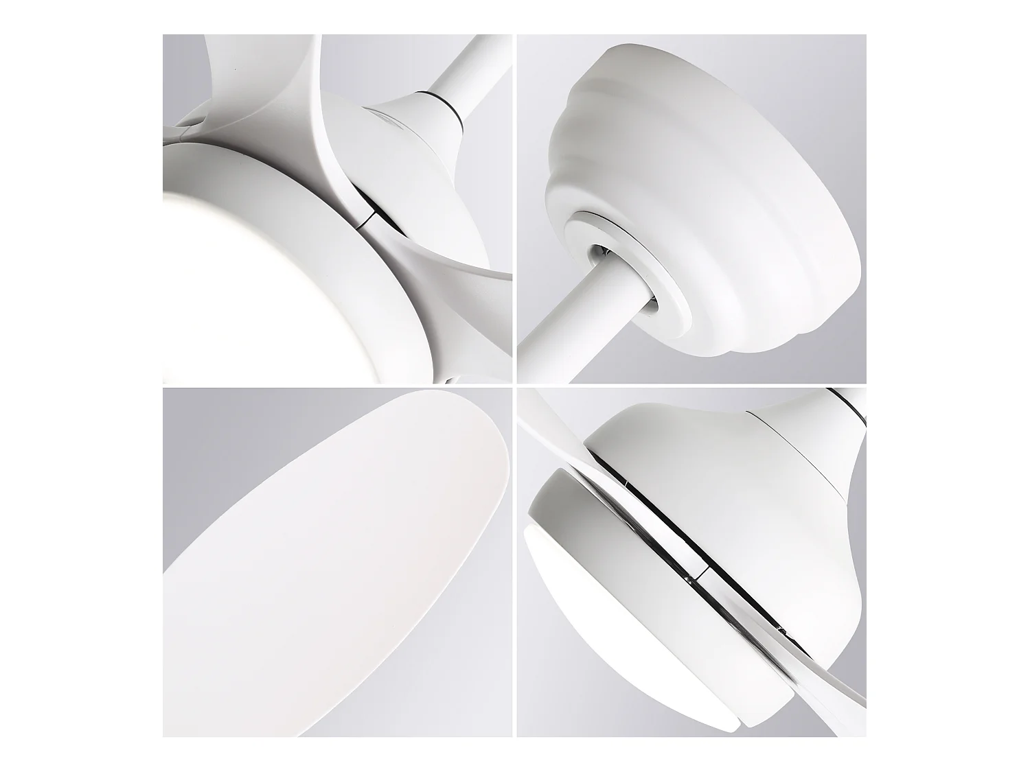 Plafondventilator met licht, afstandsbediening, 6 snelheden, omkeerbare DC-motor, ABS, wit (106,6x106,6x47,5 cm)