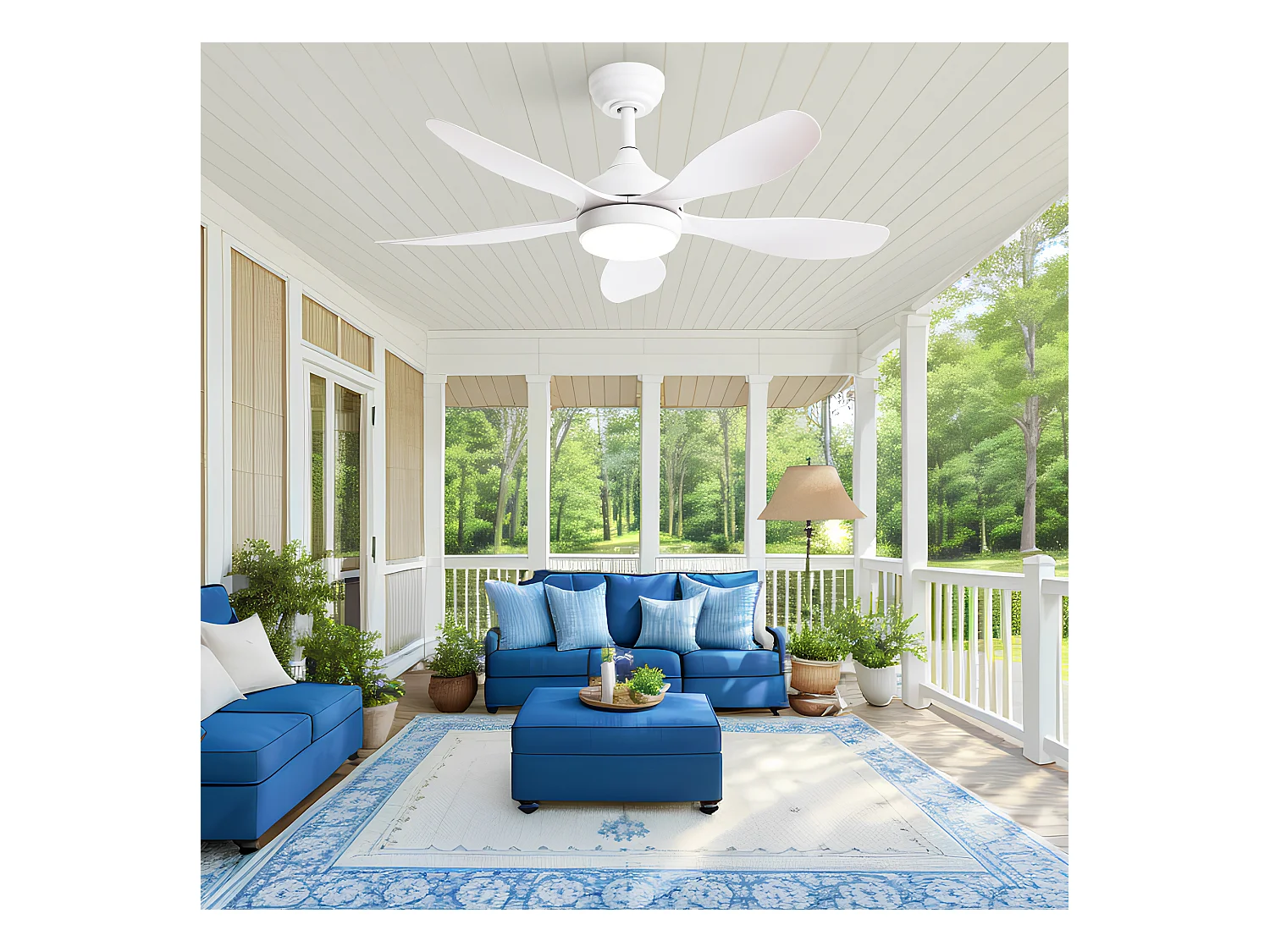 Plafondventilator met licht, afstandsbediening, 6 snelheden, omkeerbare DC-motor, ABS, wit (106,6x106,6x47,5 cm)