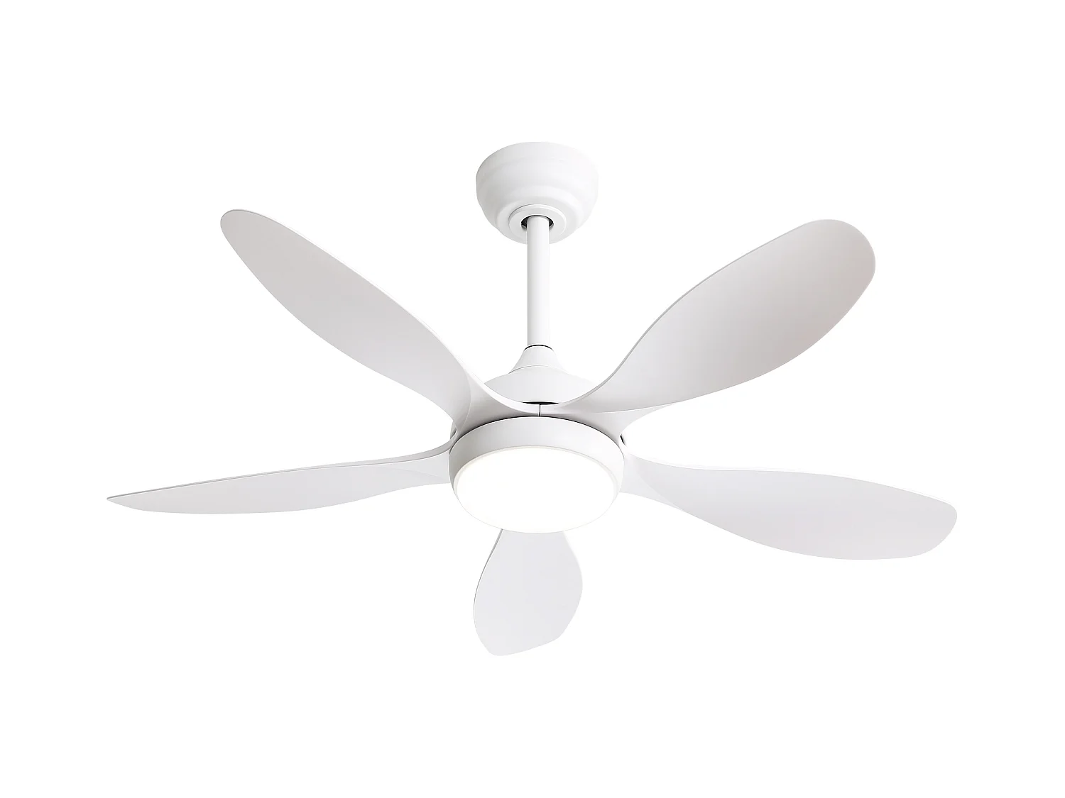 Ventilateur de plafond avec lumière, télécommande, 6 vitesses, moteur DC réversible, ABS, blanc (106.6x106.6x47.5 cm)