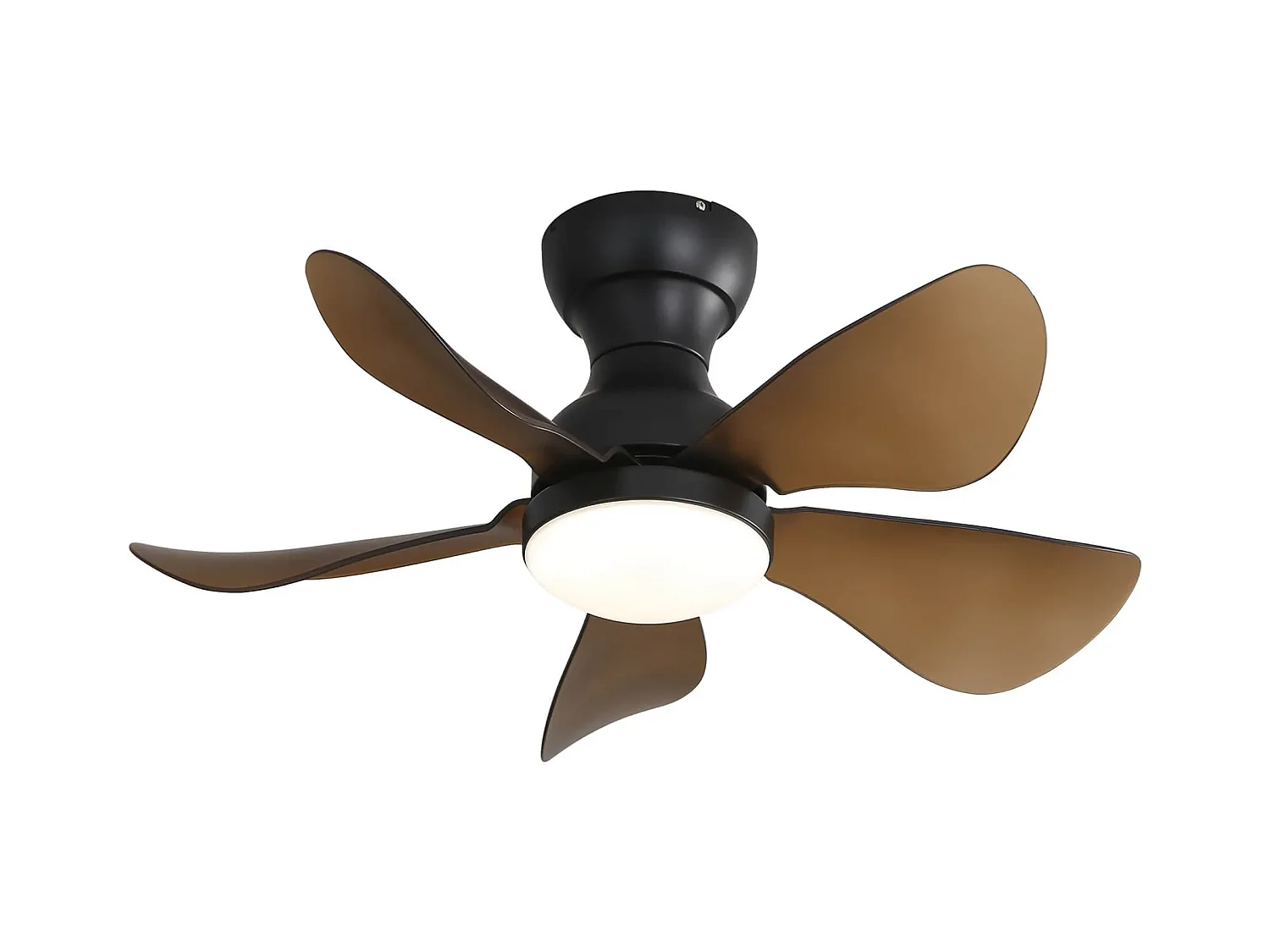 29 inch platte plafondventilator, 5 ABS-bladen, 18W dimbare LED, omkeerbare DC-motor, 1/4/8 uur timer, zwart (73,66 x 73,66 x 29,97 cm)