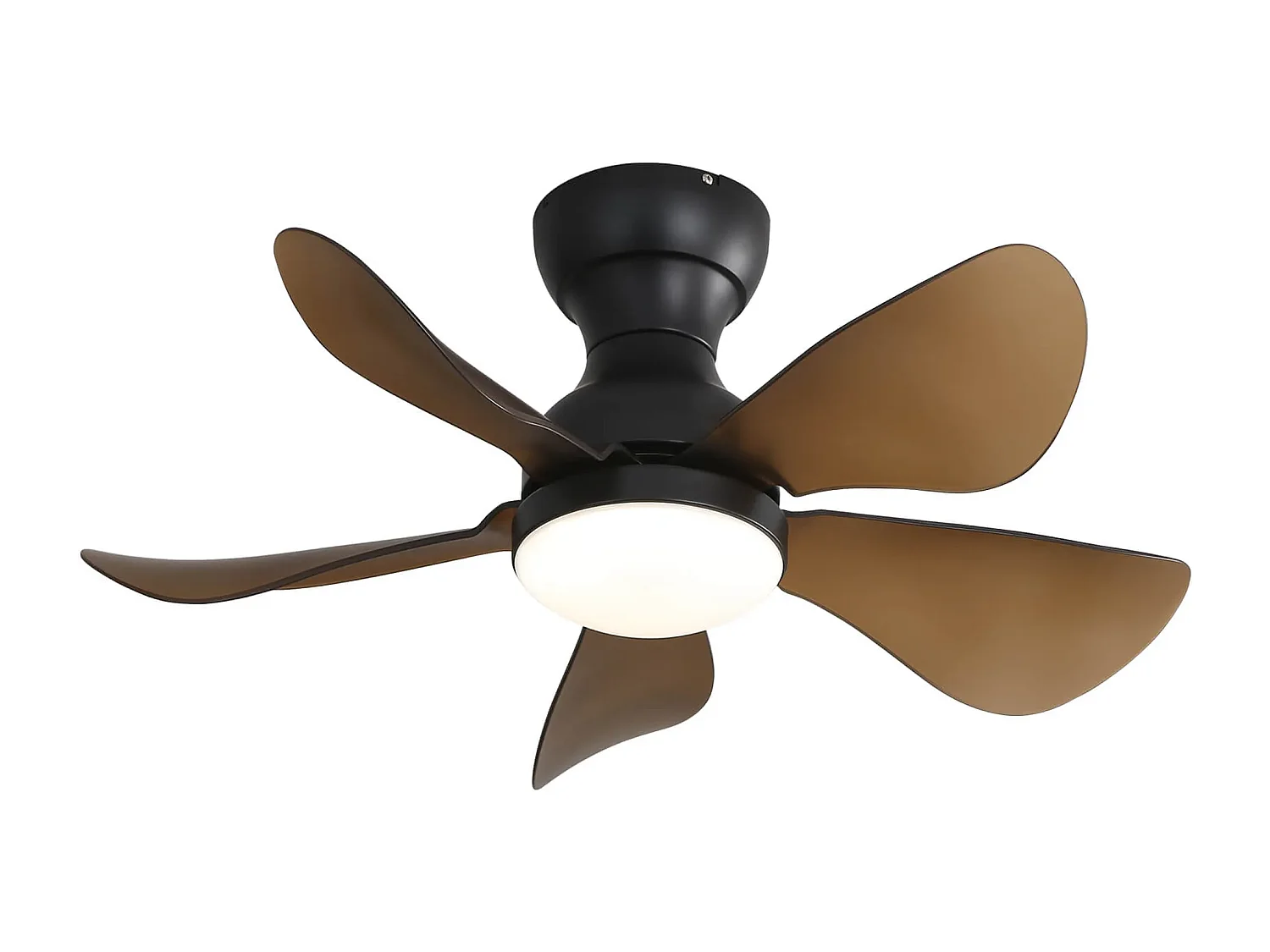 Ventilateur de plafond plat 29 pouces, 5 pales ABS, LED dimmable 18W, moteur DC réversible, minuterie 1/4/8h, noir (73.66x73.66x29.97cm)