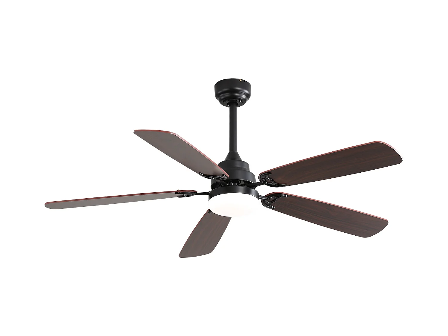 Ventilateur de plafond classique 52 pouces avec éclairage LED dimmable, 5 pales, 6 vitesses et télécommande, moteur DC, MDF, noir (132x132x49 cm)