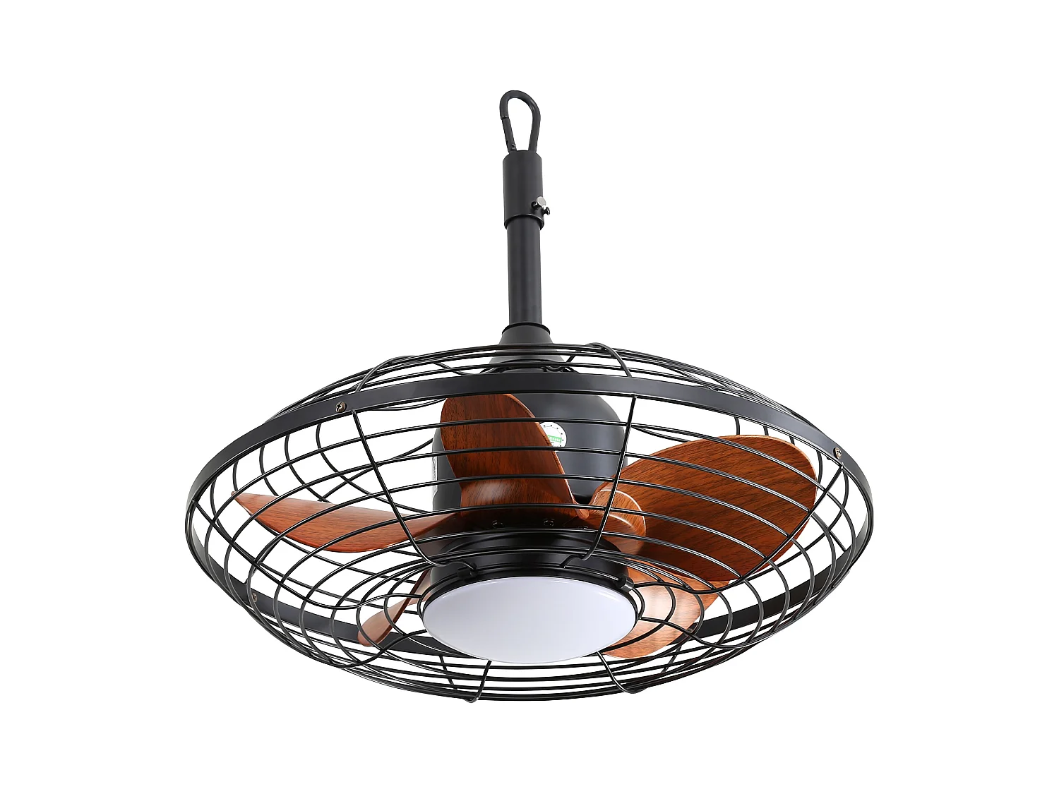 Buitenplafondventilator met LED, 20 inch, DC-motor, 5 ABS-bladen, zwart, hangende montage (50,8 x 50,8 x 47,5 cm)